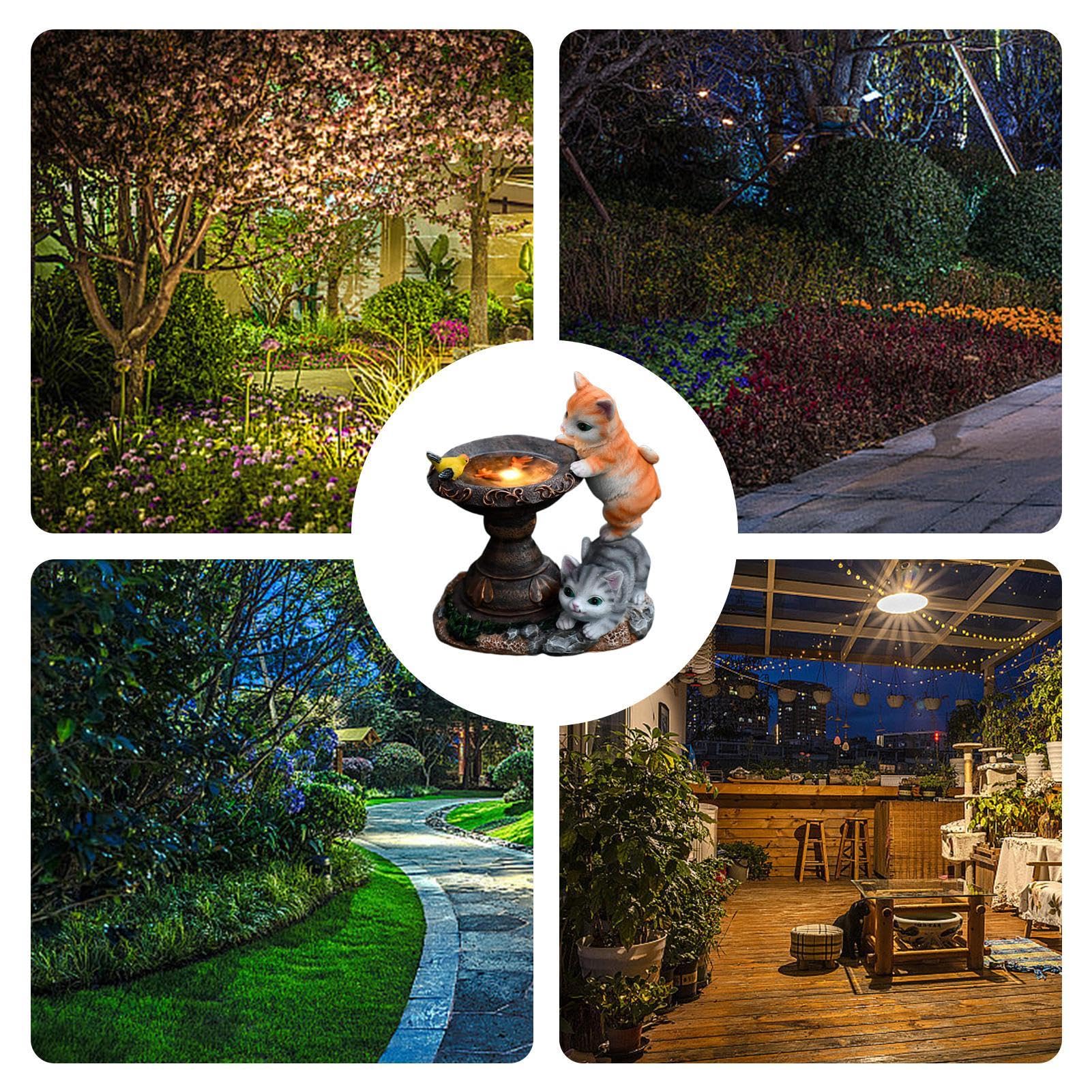 hYwecy Solar Garden Standbeeld Kat, Tuin Beeldje Buitendecoratie met Kat Holding Vlinder voor Tuin, Patio, Gazon Art Decoratie, Housewarming Gift