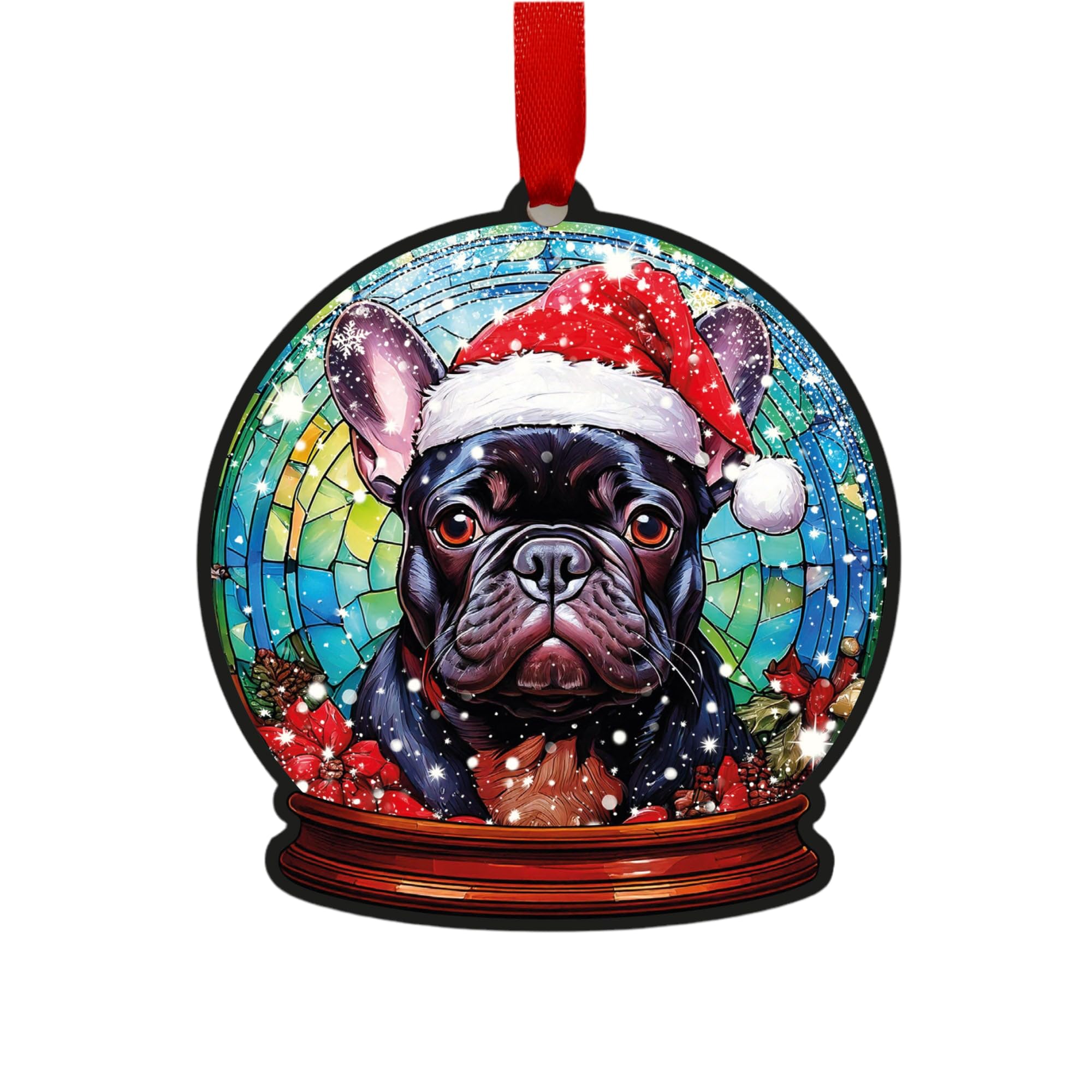 Image Industry French Bulldog Snow Globe Decoration Tree Decorations - Dog Lovers - Pet Memorial - Baubles (Tan French Bulldog)