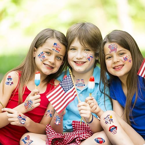Miniatura 6 de HOWAF 96 tatuajes temporales del 4 de julio, calcomanías de tatuaje del Día de la Independencia para decoración de fiestas temáticas patrióticas de