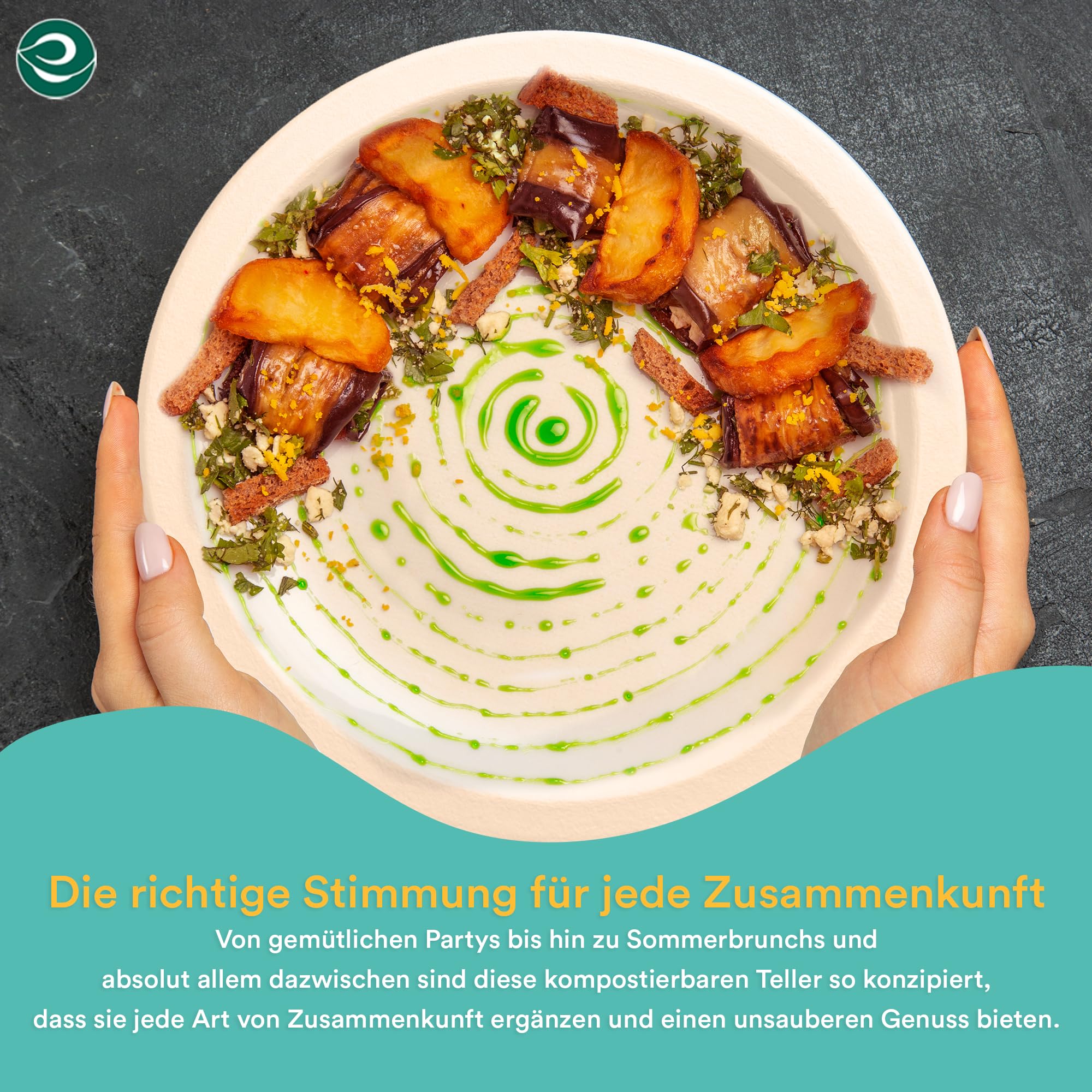 ECO SOUL Pappteller(25 cm) 10" Einwegteller, Natürlich(1000-Stück) | Nachhaltige Alternative, 100% kompostierbar, Extra stabildeal für den täglichen Gebrauch, Premium Qualität, 1000er Pack