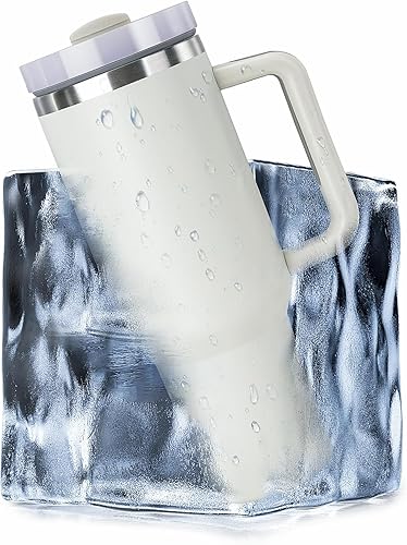 Vasos aislados de 40 onzas con asa, popote y tapa a prueba de fugas, vasos de acero inoxidable aptos para viajes para agua, té helado o café (blanco