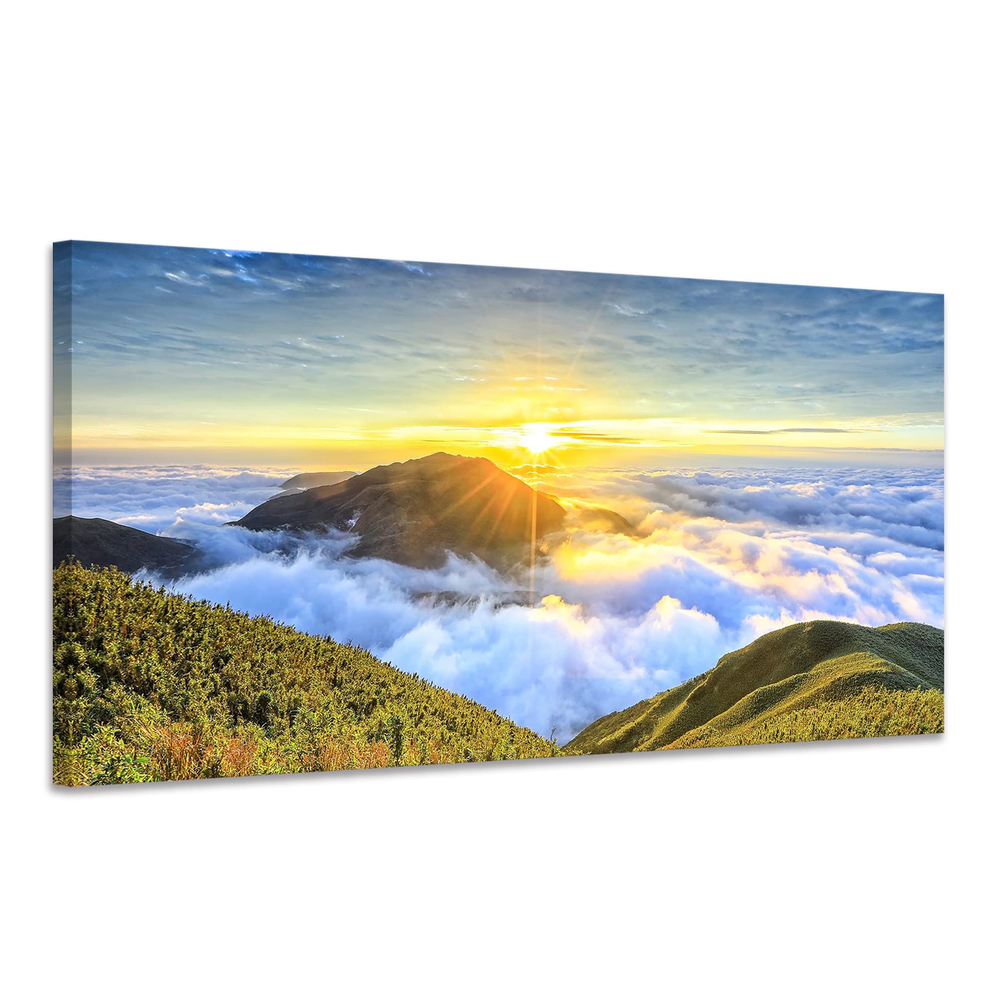 Amazon.co.jp: 山 朝日の絵画 ポスター 太陽 風景画 装飾画 山の絵 