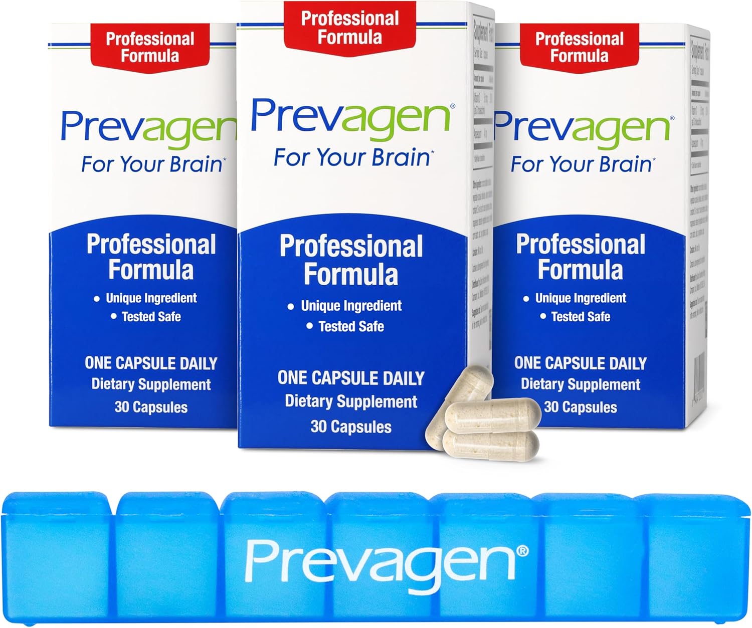 Prevagen Professional Formula - 90 Capsules (3 Month Supply) | Formulated for Your Brain | 40mg of Apoaequorin Plus Vitamin D3 with 7-Day Pill Minder