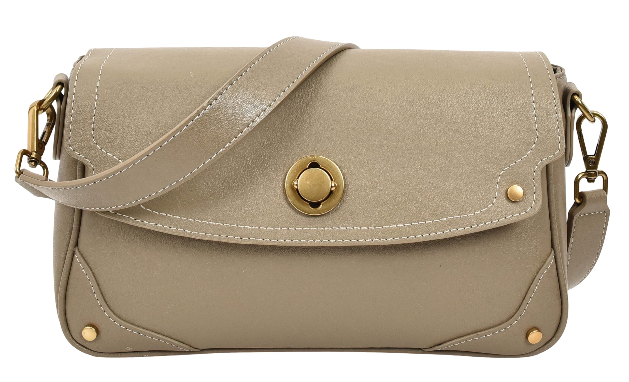 A1 FASHION GOODS Marley - Borsa a tracolla in pelle, da donna, con patta e tracolla regolabile, chiusura a torsione e tasche multiple