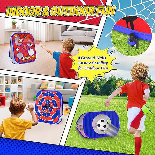 Miniatura 4 de Juego de lanzamiento de sacos de araña, tablero de Cornhole 3-1, juguetes al aire libre para niños, actividades de fiesta familiar, patio trasero,