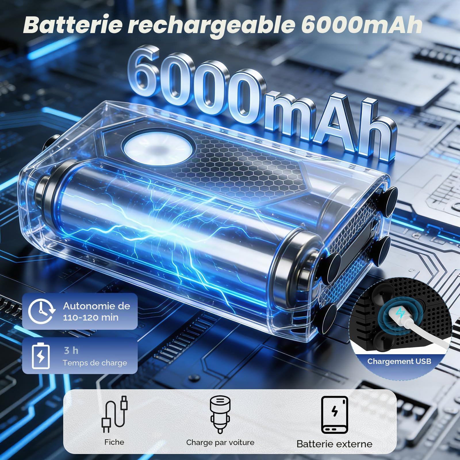 Douche de Camping Portable – 6000mAh Pompe de Douche D'extérieur avec 4 D'éclairage, IPX8, 5 Jets – Kit de Pompe Rechargeable avec Seau Pliable de 20 L pour Plage, Rando, Animaux et Voiture