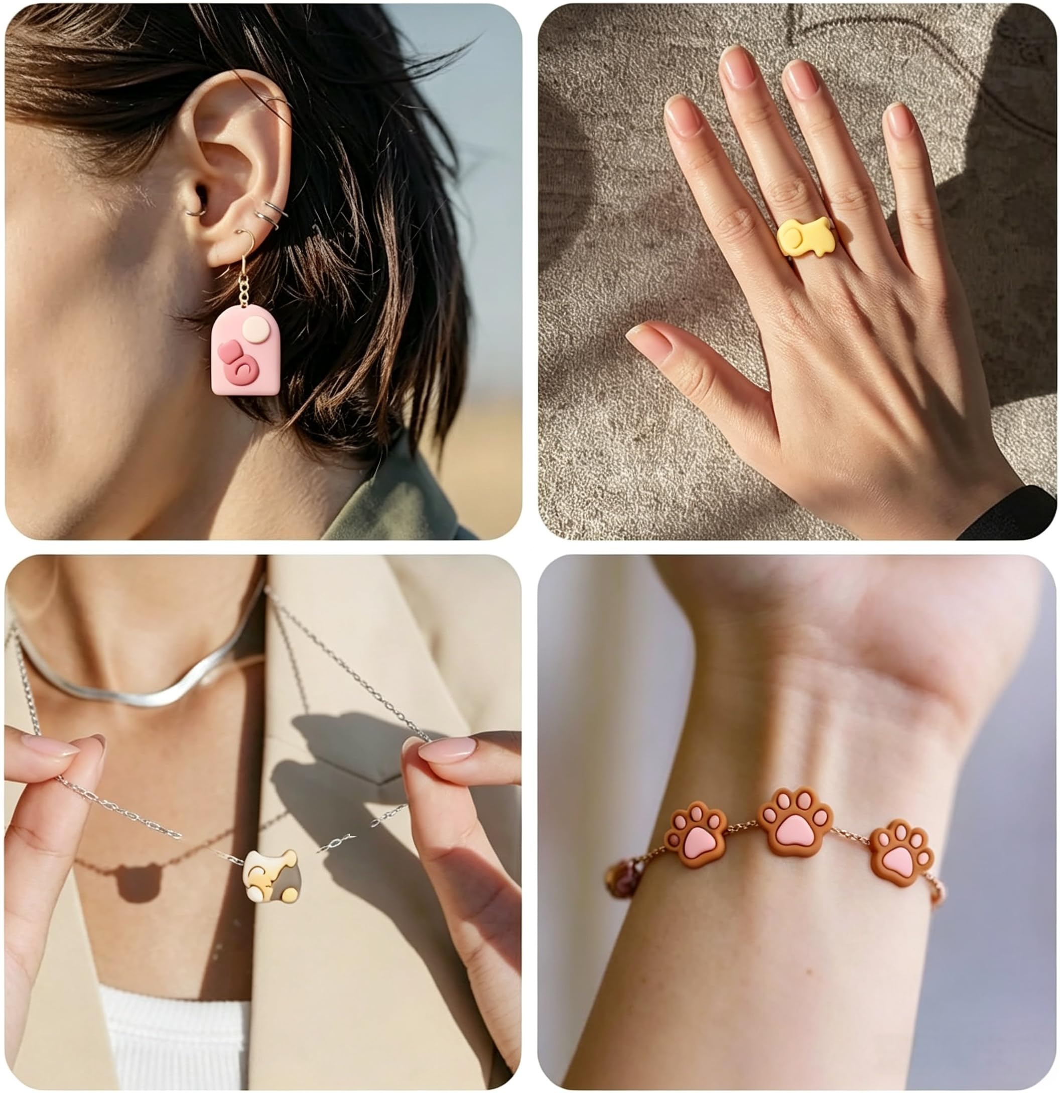 Lot de 20 emporte-pièces en argile polymère Formes chat, lune, chaton Bijoux en polymère pour boucles d'oreilles Fête d'anniversaire