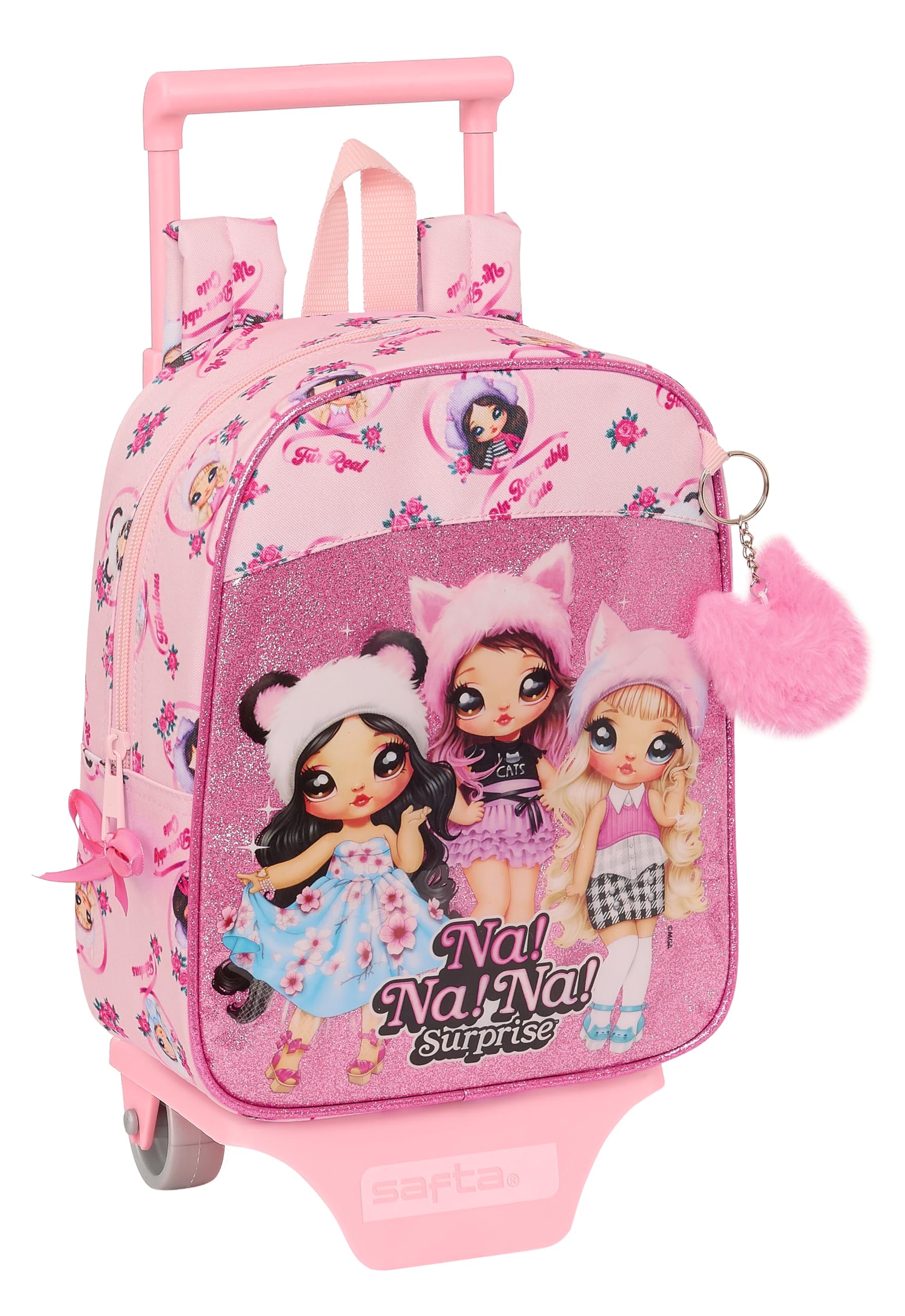 Safta NANANA Fabulous - Nursery Backpack with Trolley, Ideal for Children of Different Ages, Comfortable and Versatile, Quality and Resistance, 22 x 10 x 27 cm, Pink, Pink, Estándar, Casual