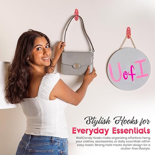Miniatura 7 de Ganchos adhesivos para colgar en la pared, paquete de 3 ganchos de pared autoadhesivos con tiras adhesivas resistentes que soportan hasta 3 libras,