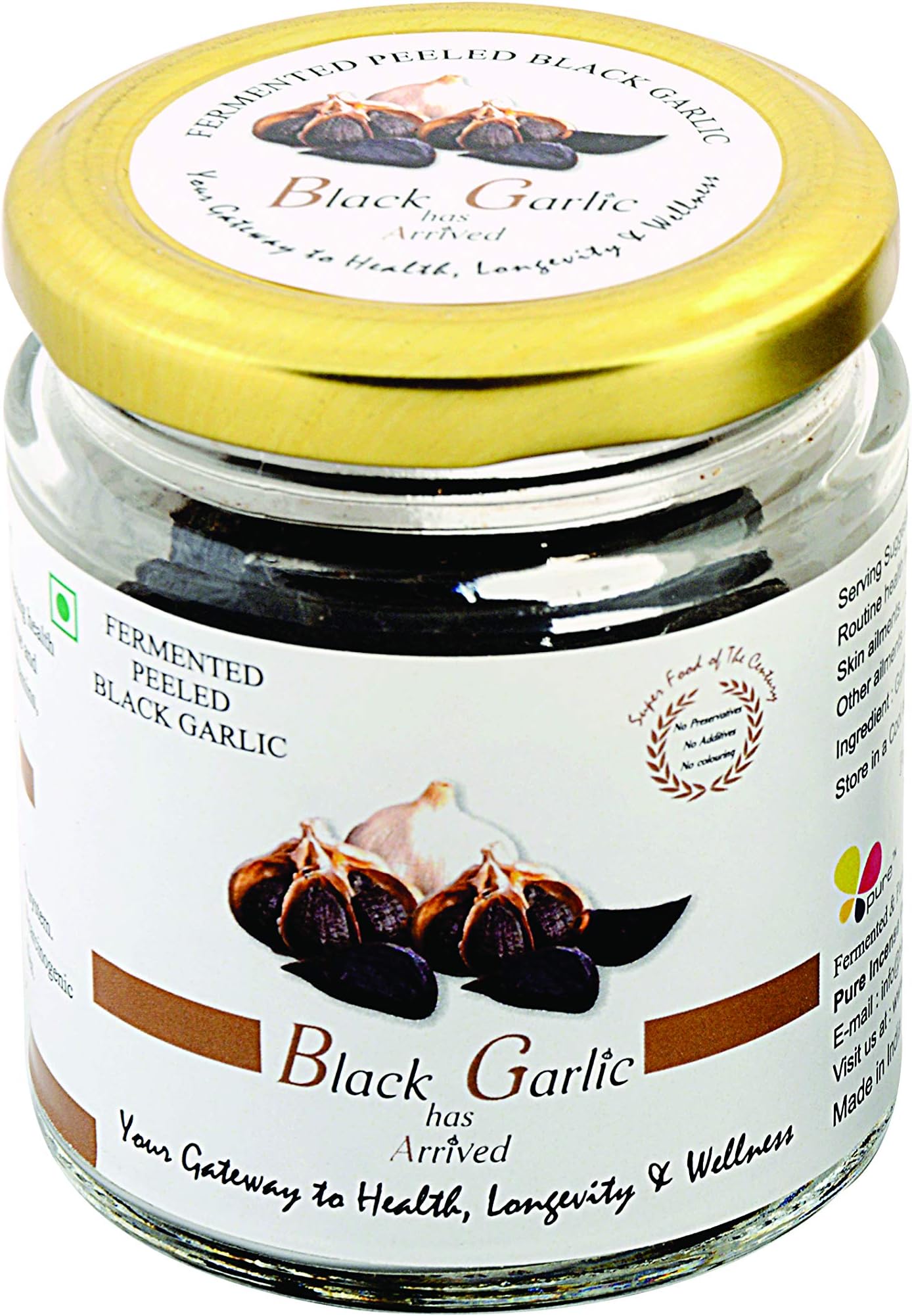 Black Garlic - Ready To Eat Peeled Cloves; Fermented, Non-Pungent & Great Taste - 75 Gms Pack.