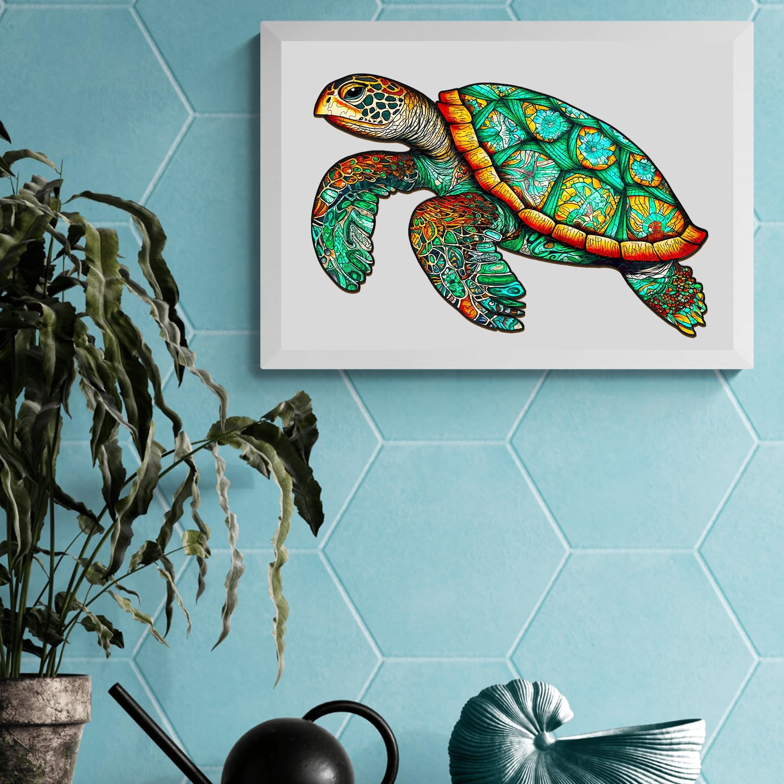 Wooden Jigsaw Puzzle For Adults - Sea Turtle Design With Unique Shaped Pieces, 200pcs In Wood Box