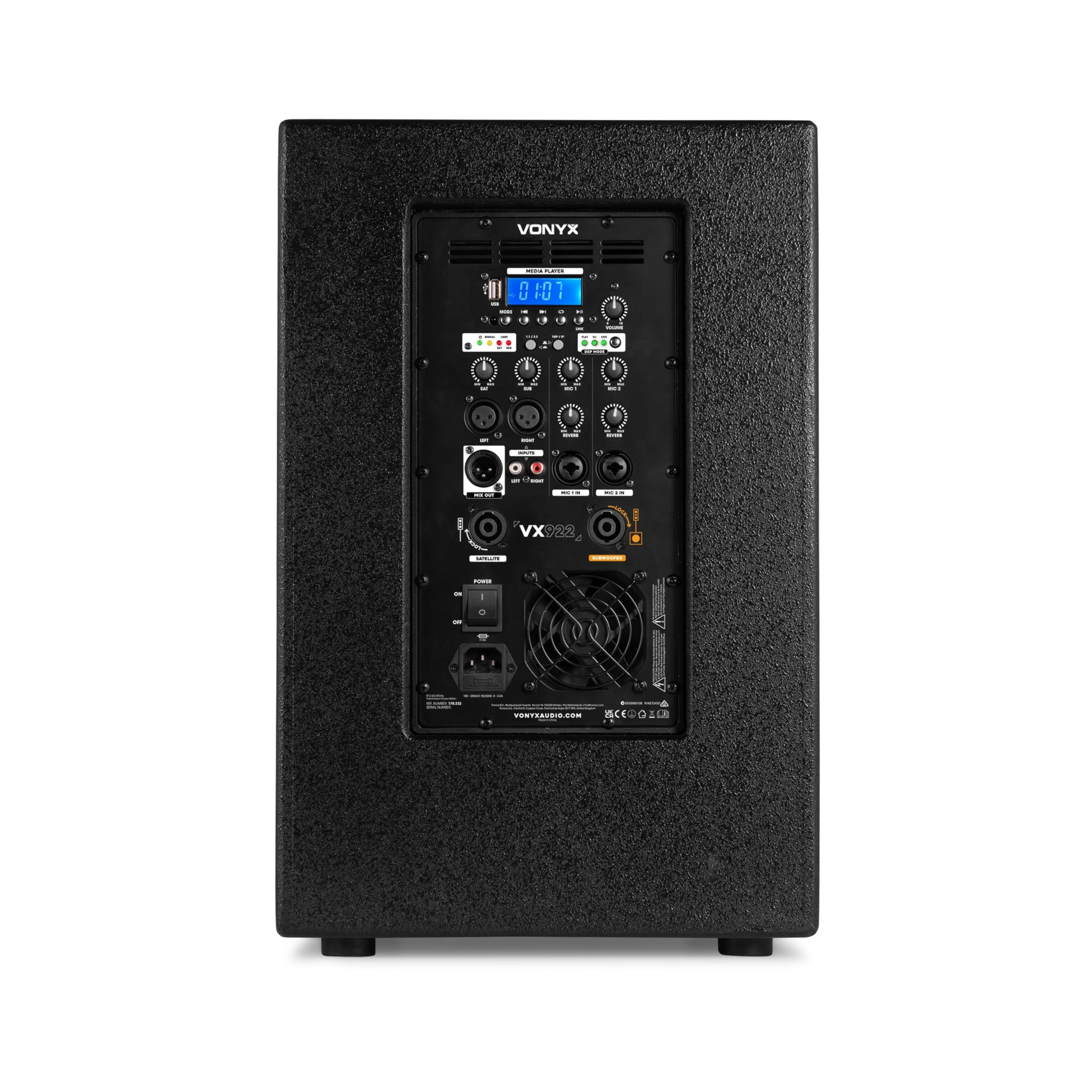 Vonyx VX922 – Pack Sistema PA 2.2 Line Array 1600W con 2 subwoofers 12", Bluetooth 5.0, DSP, Incluye microfono inalambrico UHF PD210 y Cable XLR 0.5m, Equipo Sonido Profesional para DJ y Eventos