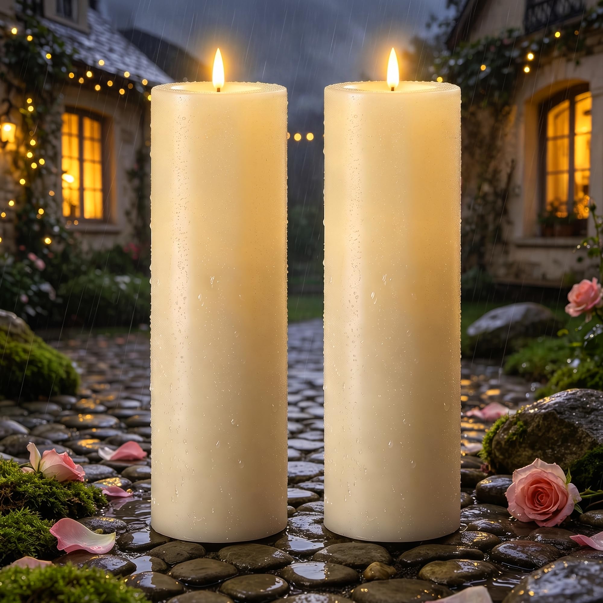 Ketom LED Kerzen mit Fernbedienung, Elektrische Kerzen mit Timer Outdoor, Batterie Dekorative Kerze für Camping, Home Deco, Festivals, Elfenbein, Ohne Batterien