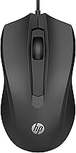 HP Wired Mouse 100 - مستشعر بصري دقيق مع 1600 نقطة في البوصة - اتصال USB سهل - تصميم بارع - 3 زر تحكم وتمرير مدمج - متوافق مع نظام التشغيل المتعدد 6VY96AA #ABL