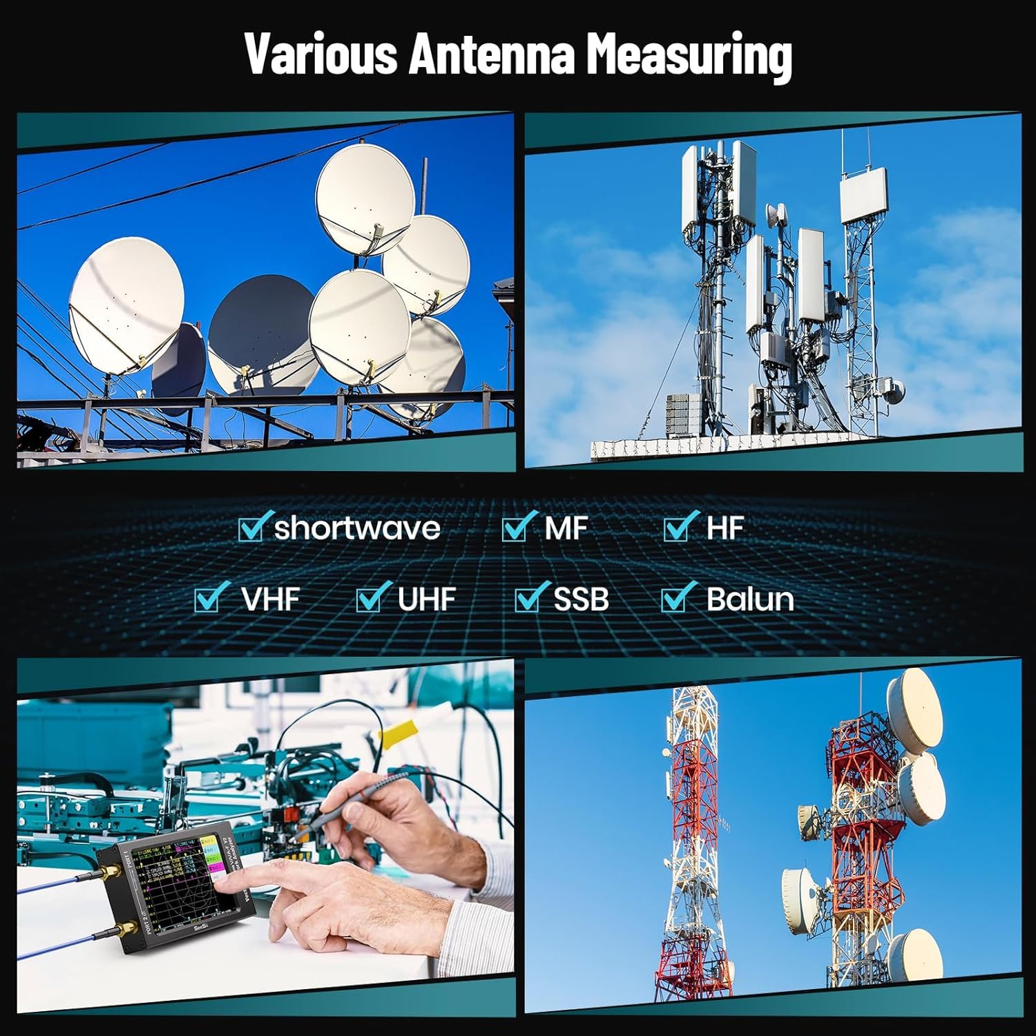 Seesii NanoVNA-F V2 Analyseur de Réseau Vectoriel - Analyseur d'antenne 50 kHz - 3000 MHz HF/VHF/UHF/VNA avec Écran de 4,3 Pouces pour Mesure S-Parameter, Tension SWR, Phase, Retard, Smith Chart