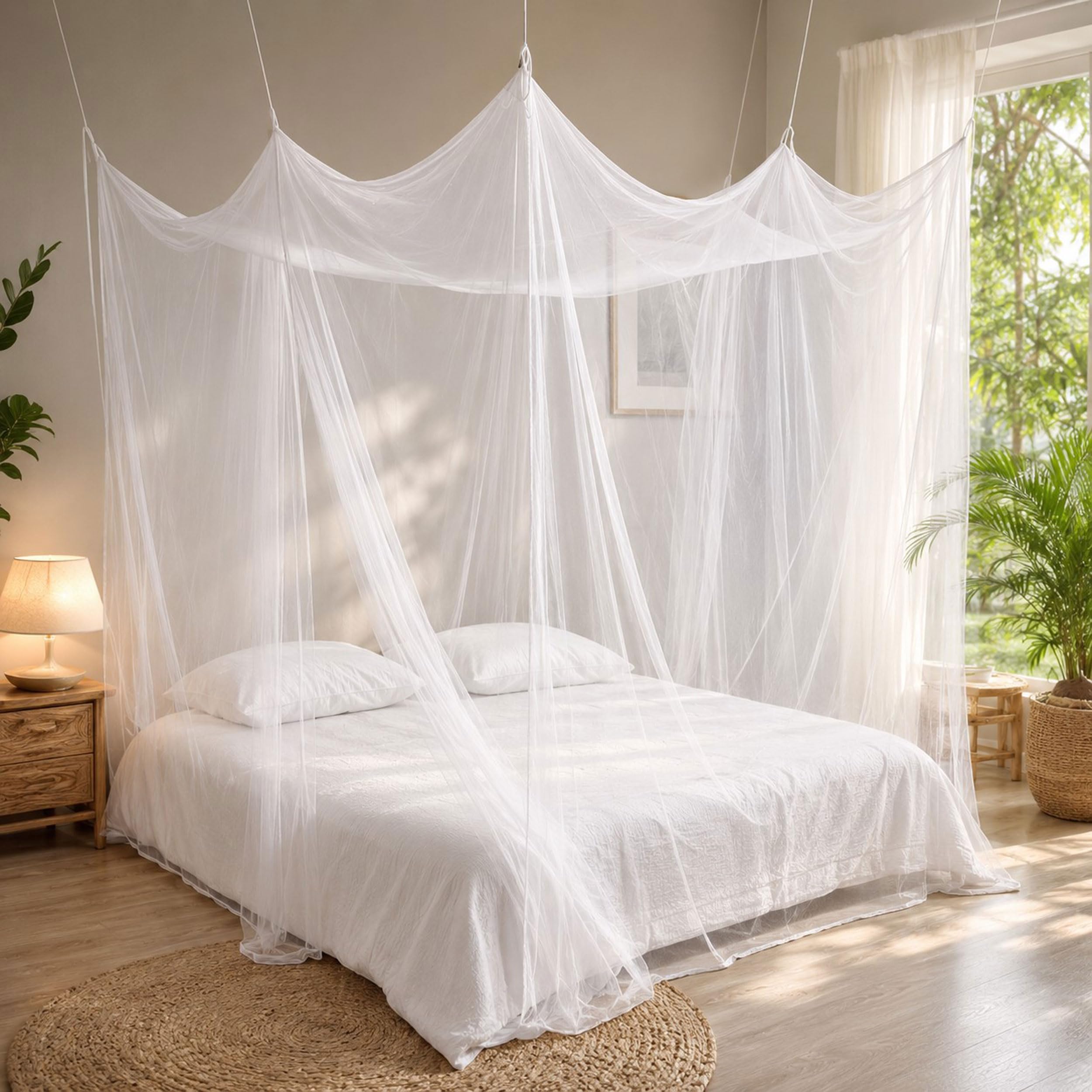 Moustiquaire pour lit double XXL – 240 x 220 x 230 cm, moustiquaire XXL pour lit, trous fins, rideau rectangulaire de voyage, moustiquaire, 2 entrées, installation facile, sac de transport