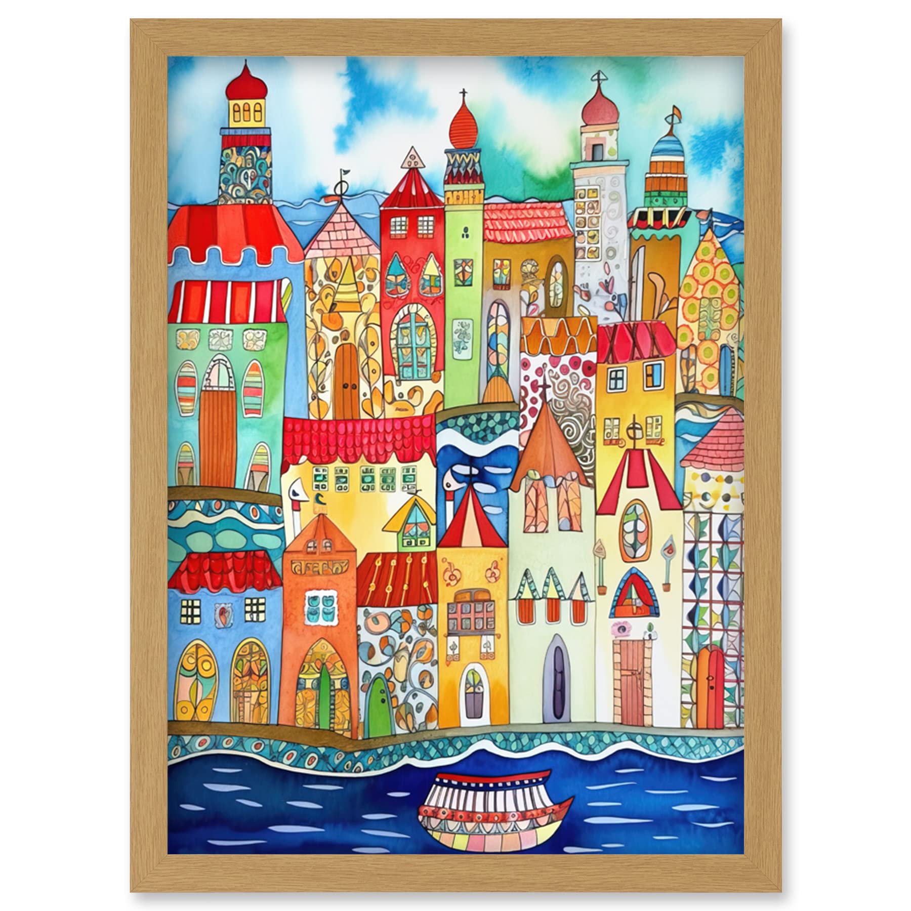 Artery8 Tangier Morocco Folk Art Artwork Framed Wall Art Print A4