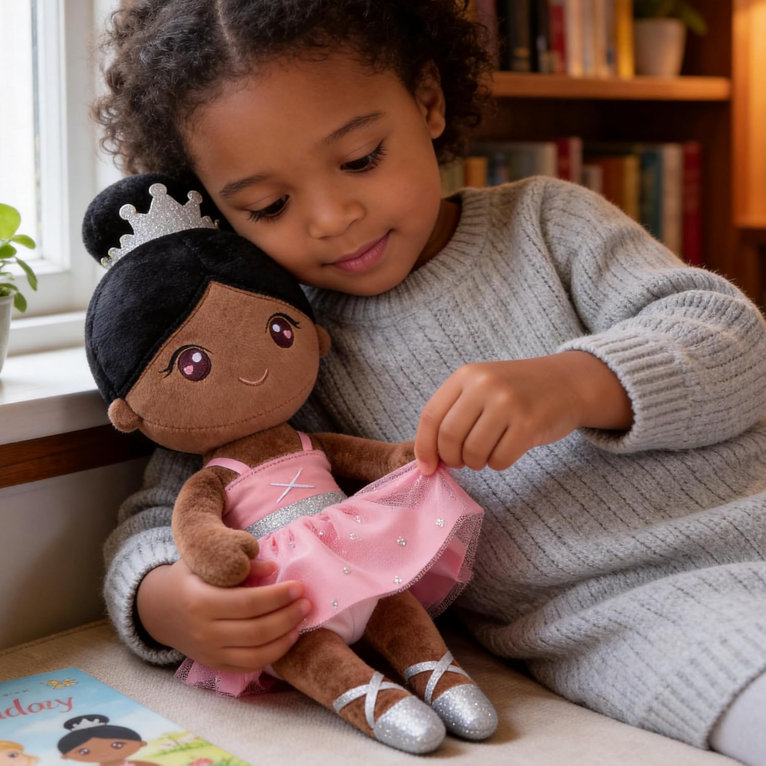 Gloveleya Ballet Dolls Baby Girl Gifts Plush African American Ballerina Doll Bronze
