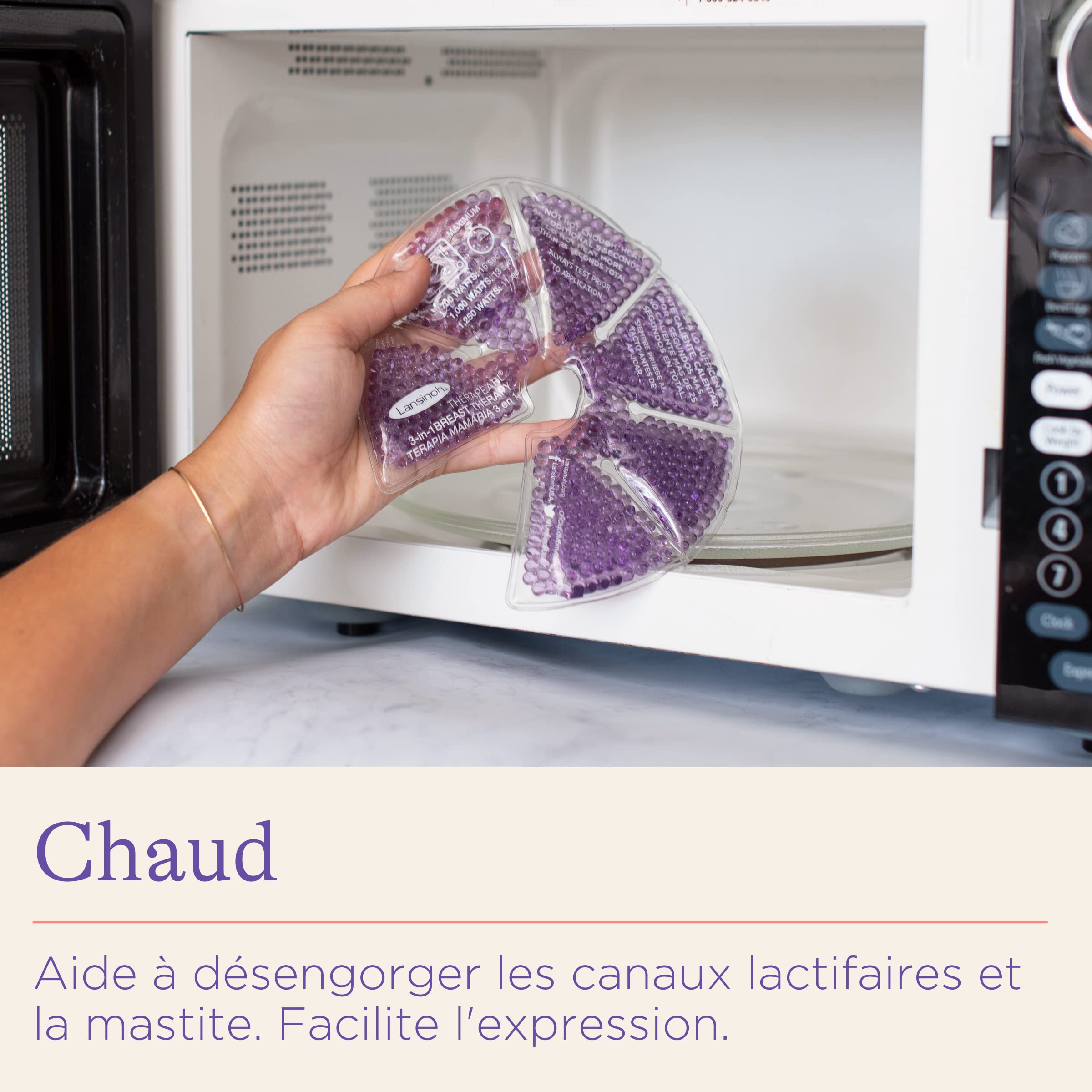 Lansinoh - Compresses 3-en-1 chaud/froid allaitement - Réutilisables - Micro-ondes ou congélateur - Soulage engorgement, mastite & douleurs - Forme anatomique - Thérapie thermique maman