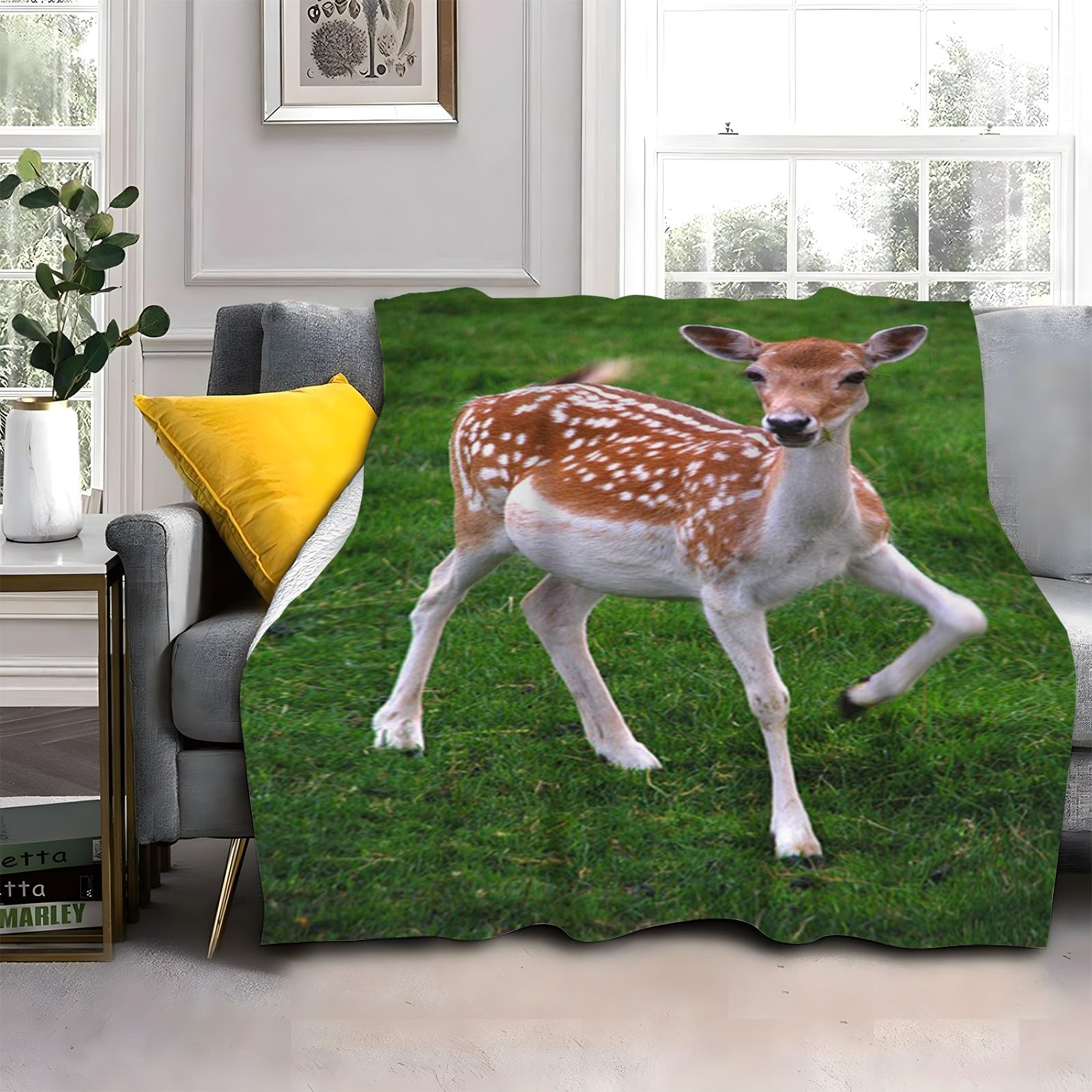 LLSZAHD Sika Deer Throws Blanket King Size Animals Comfort Soft Sofa Bed Throw Blanket 152x204cm, Modern Fashion Design Style Children Adults Bedroom Decor - Fluffy Blankets 60"x80"