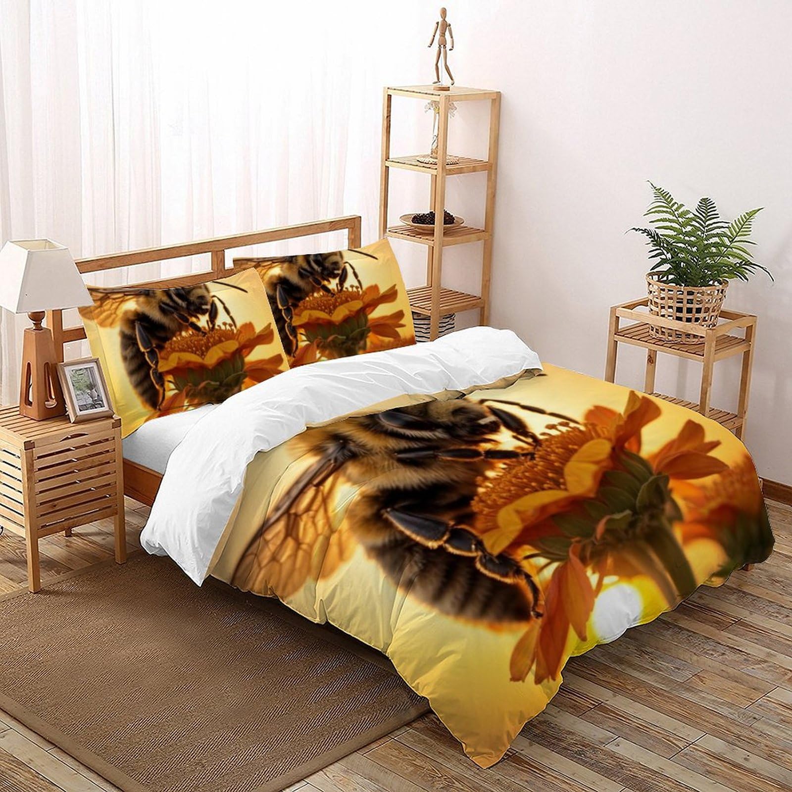 Housse de couette fille motif abeille 3D pour chambre d'enfant