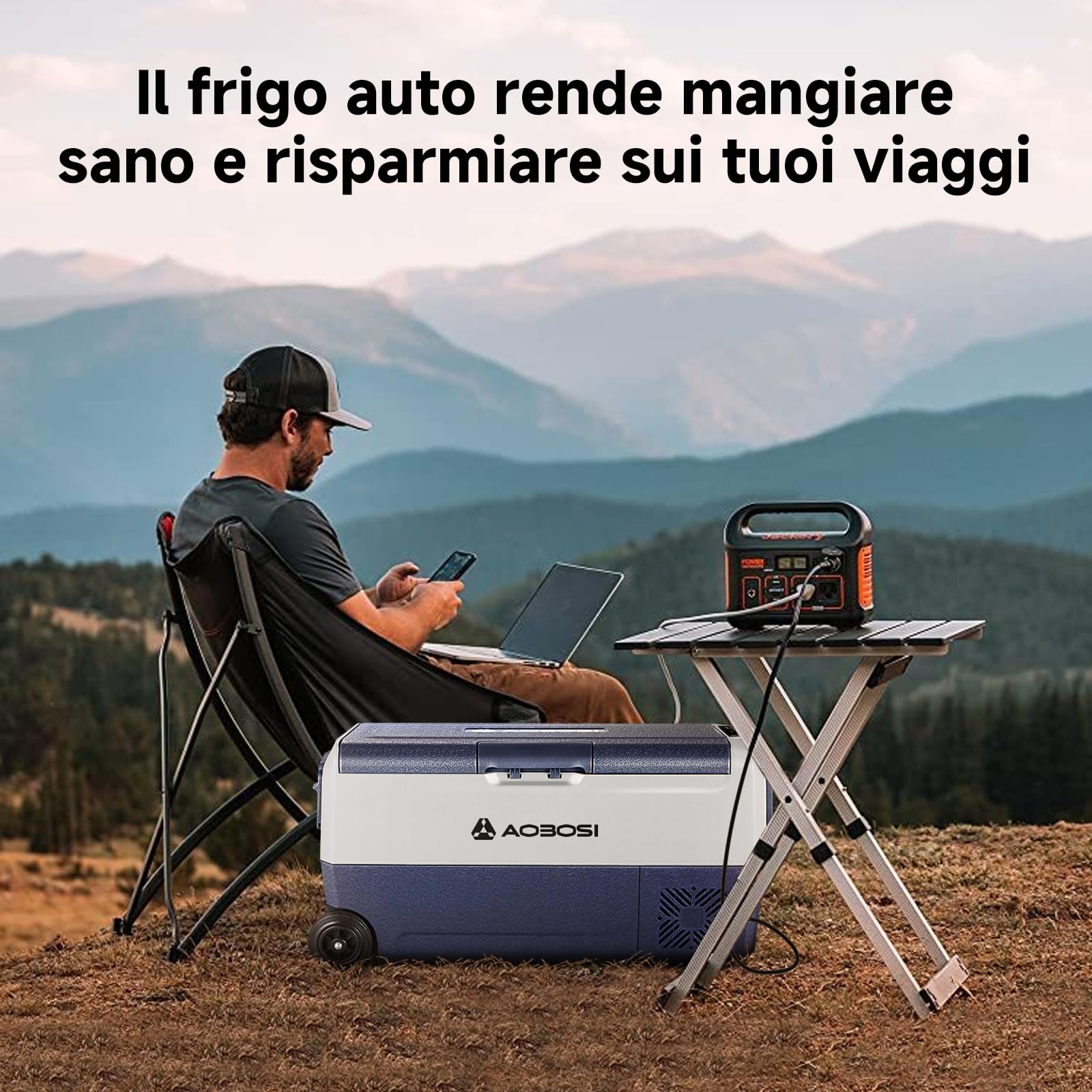 AAOBOSI 36 Litri Frigo Portatile Doppia Zona, Frigorifero Auto -20 ℃ a 20 ℃, Frigo Campeggio con APP, 12/24 V DC e 100/240 V AC Frigorifero Portatile Per Auto,Camion,Camper,Barca,Campeggio,Viaggi,Casa