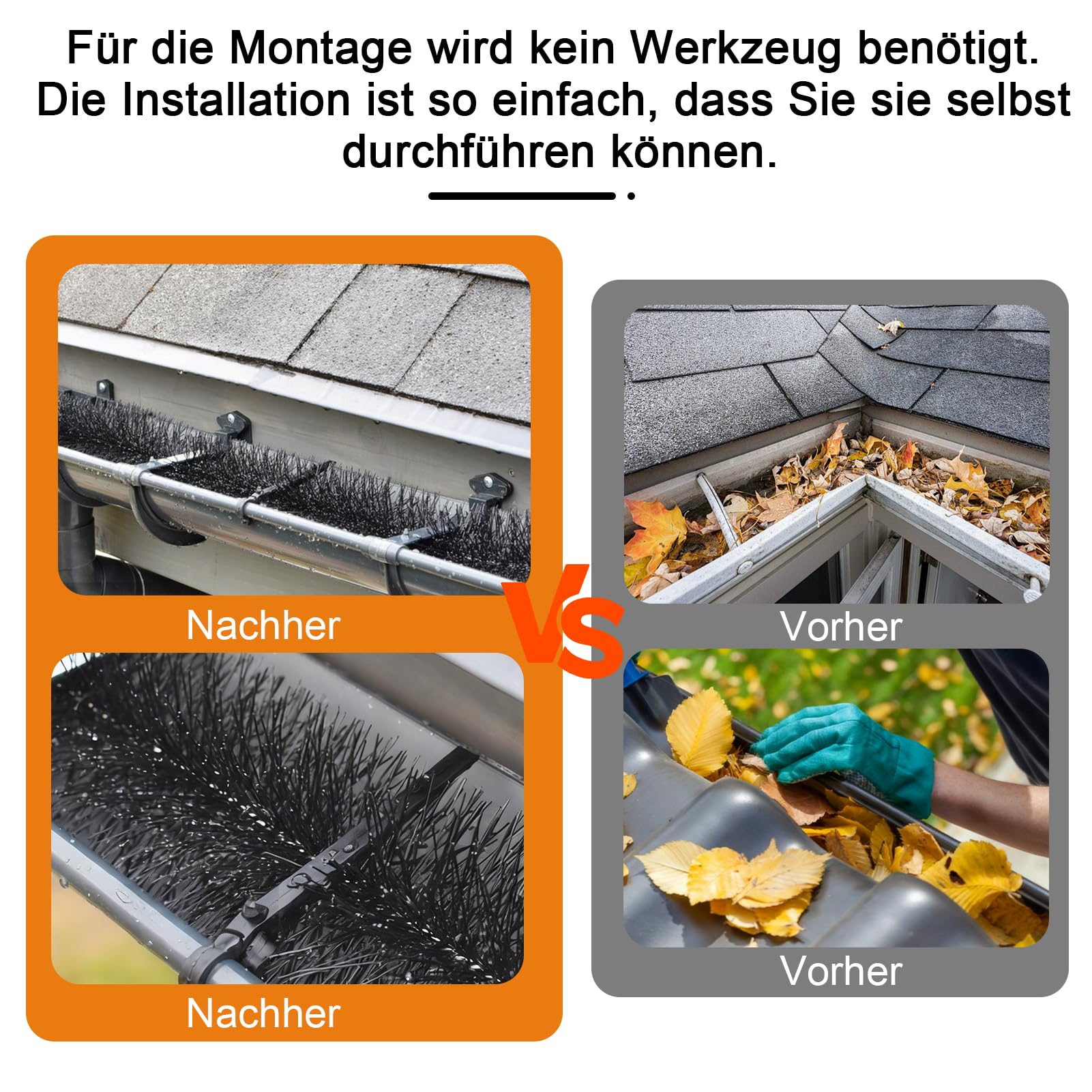 10 Stück Dachrinnenbürste, Dachrinnen Laubschutz mit Verzinktem Stahldraht, Regenrinnen Laubschutz gegen Blätter, Nadeln Marderschutz, Vogelschutz für Halb Runde Dachrinnen (Durchmesser 15 cm)