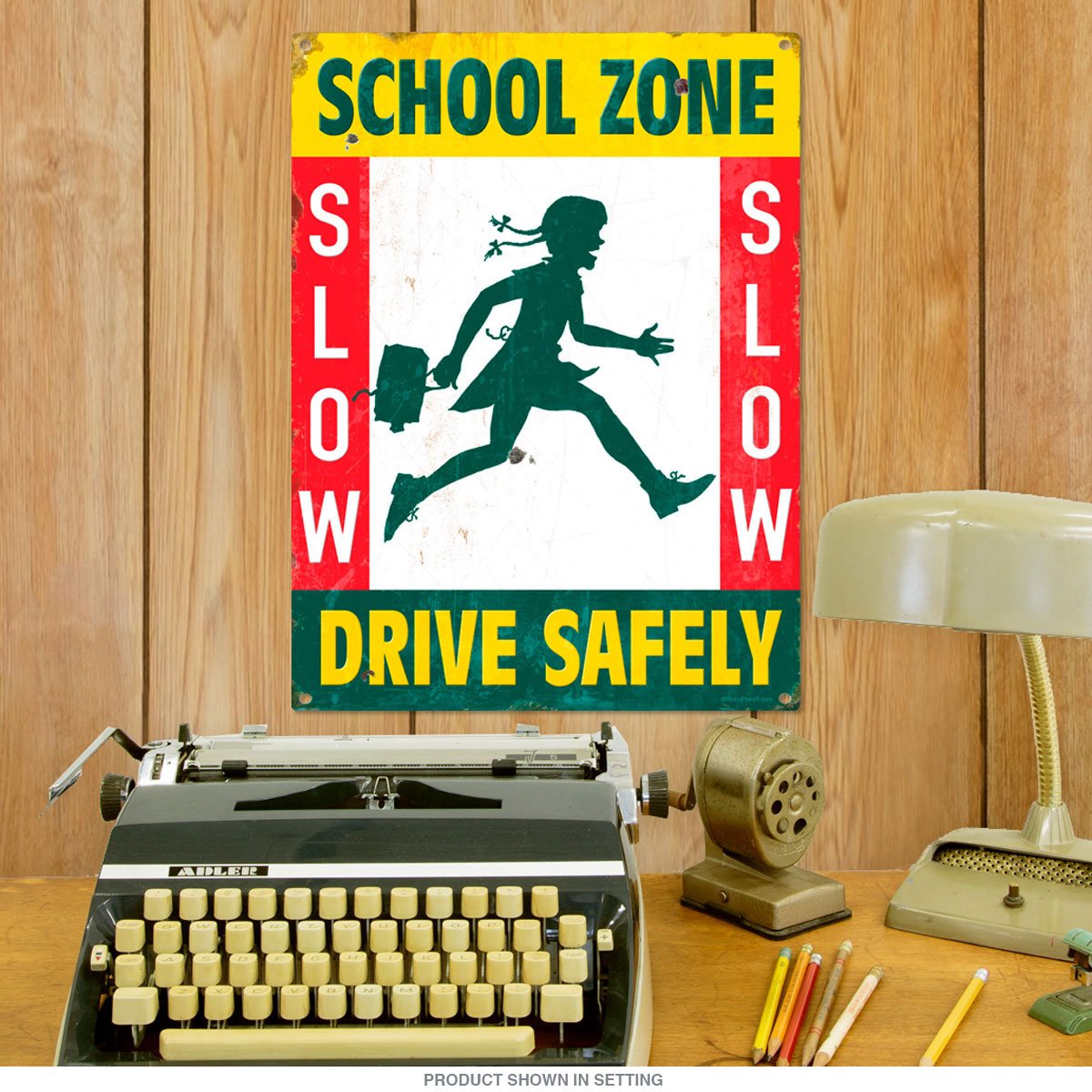 Buy School Zone Slow Drive Safely Road Sign Vintage Style 12 x 16 