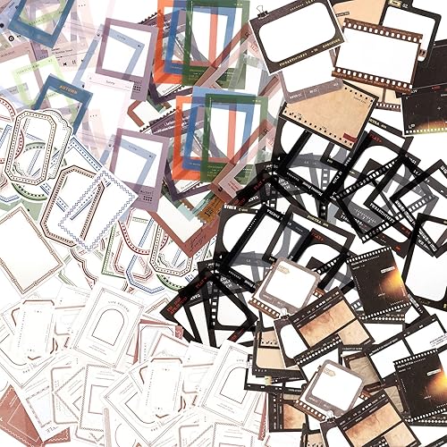 135 calcomanías decorativas para álbumes de recortes, juego de 4 calcomanías de PET de marco surtido para diario, 2 juegos de marcos, papel de álbum