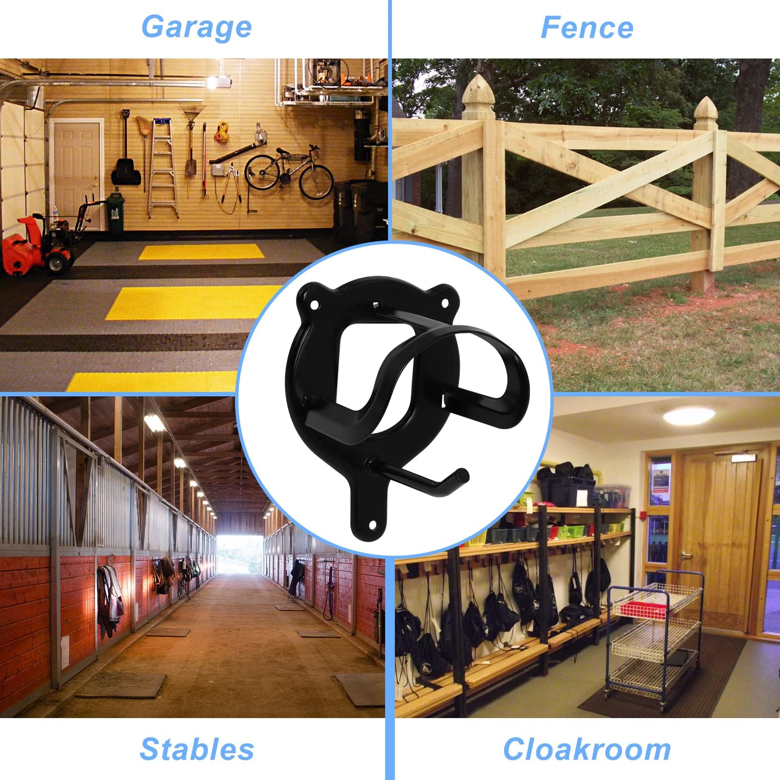 Lot de 12 Supports pour Bride de Cheval, Porte-bride Mural avec Tube d'Expansion et Vis, pour Les Selles, Les Stalles, le Stockage des Cordes