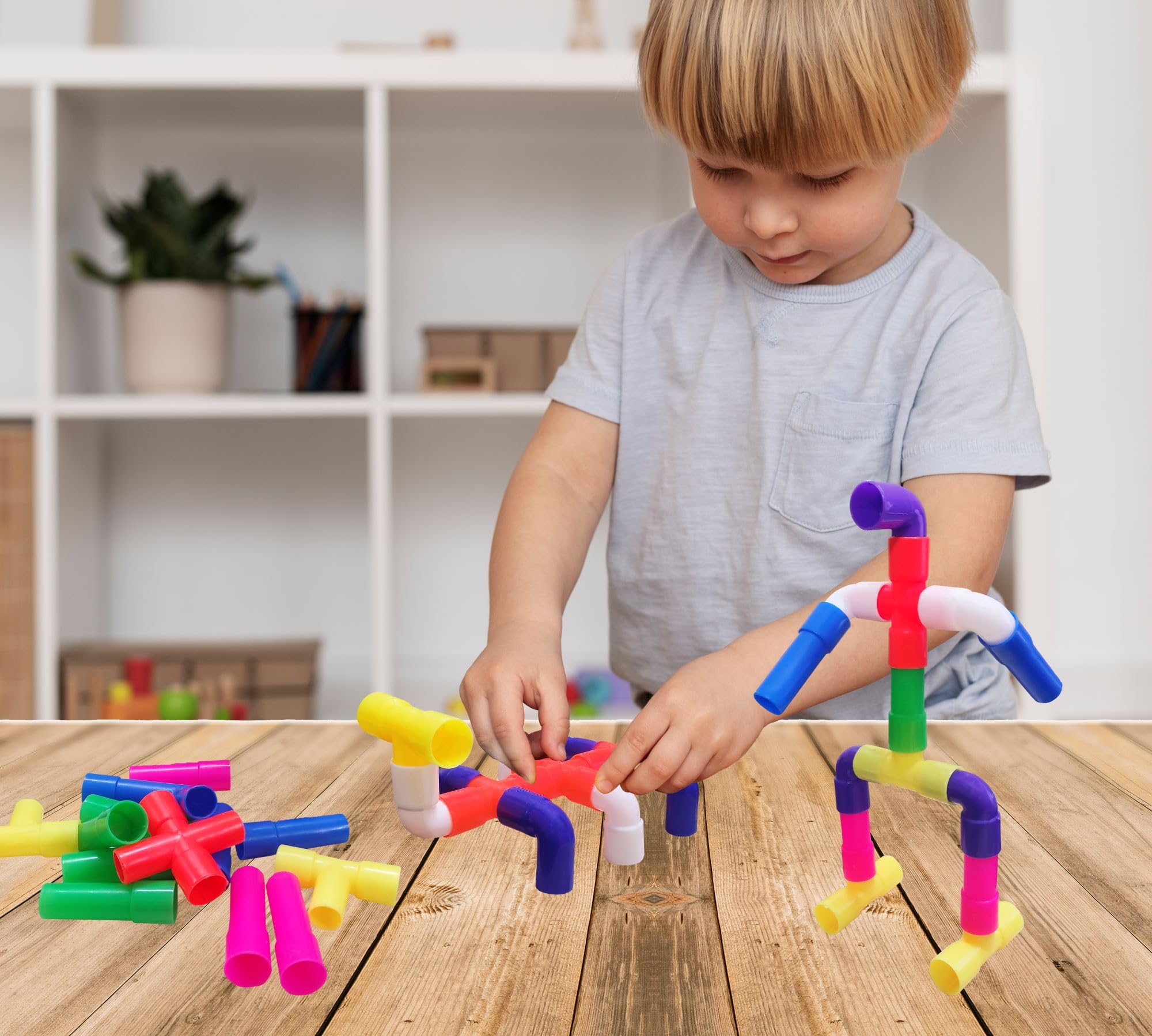 VGRASSP DIY 30 Pcs Colorful Pipe Puzzle Educational Building Block Toy for Kids with Different Shape and Size - Imagine, Create, Fun and Learn Toy - Color As Per Stock (B0CVDZRJC8) Amazon Price History, Amazon Price Tracker
