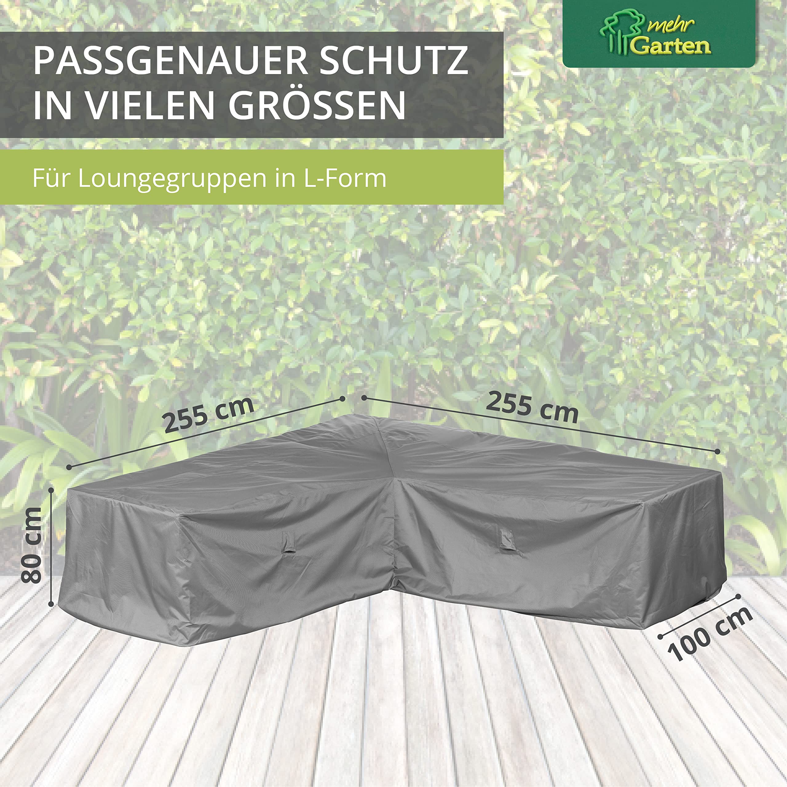Housse De Protection Mehr Garten Pour Canapé D'Angle 255x255x80cm - Polyester Oxford 600D Gris
