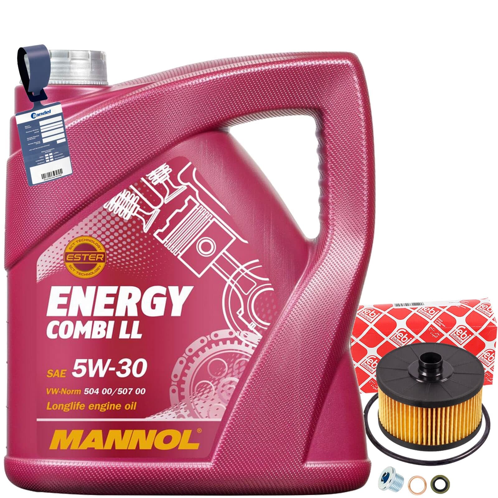Febi Ölfilter+Mannol 5W30 Öl | 100487, Febi (ox 968D)+518.471.021+MN1801+Combi LL für A B Klasse W/V177 W247 453 0,9
