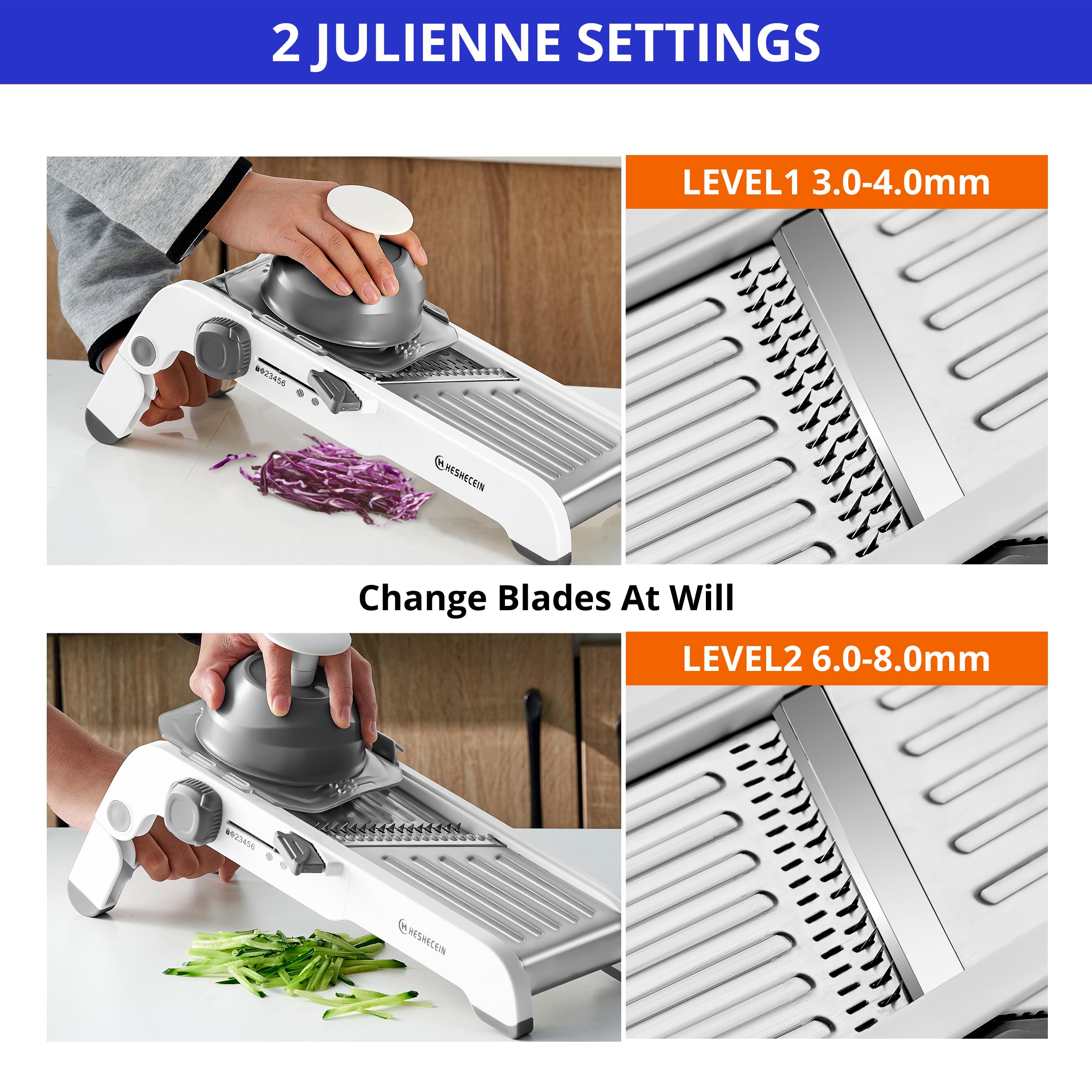 24-in-1 Gemüsehobel mit Waffelfrittierklinge, verstellbarer Gemüsehobel für Küche, sicherer Gemüsehobel, Mandoline, Lebensmittelzerkleinerer - Kartoffel-, Tomaten-, Karotten- und Zwiebelschneider