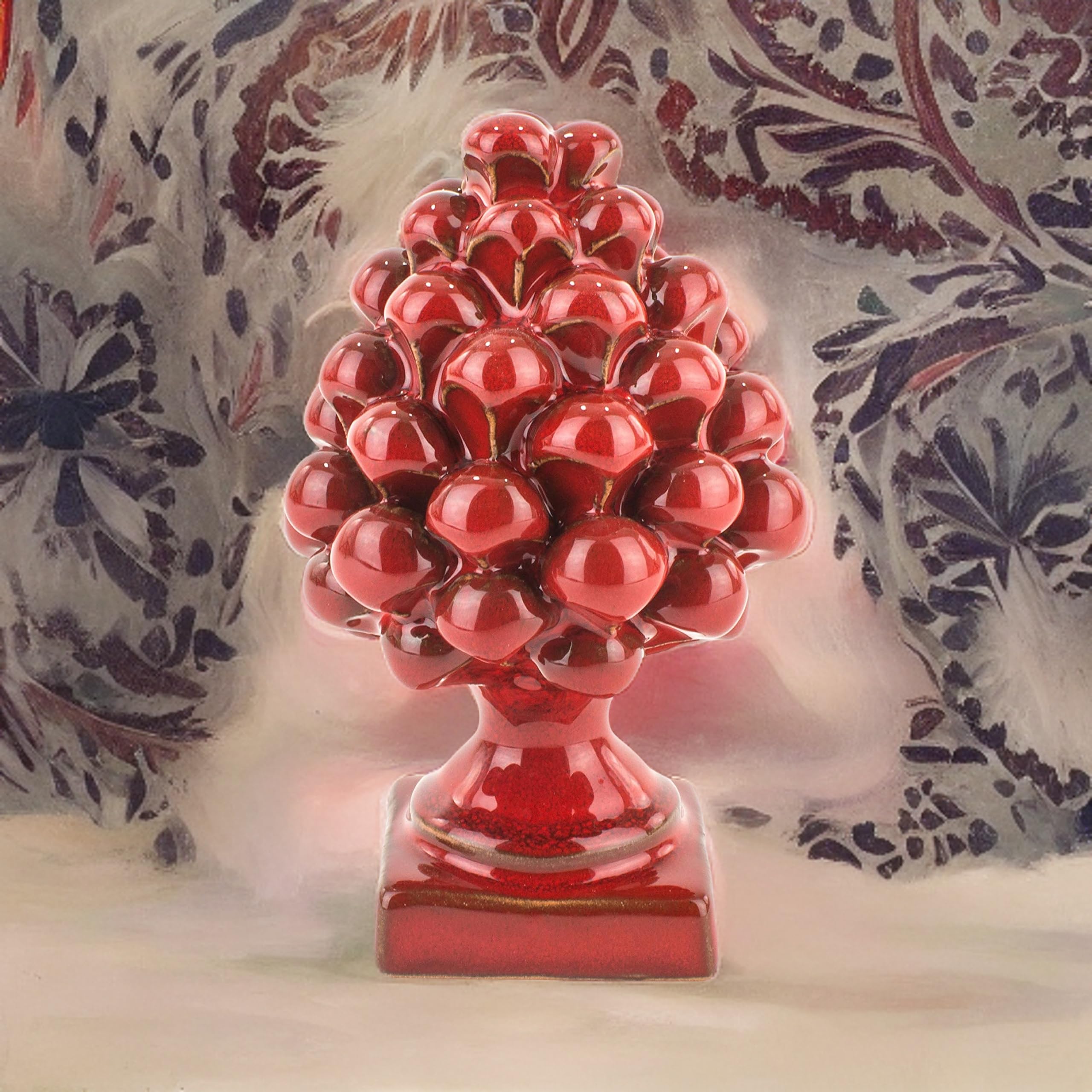 Pigna Siciliana Con Base Decorata Ceramica Caltagirone H 11/12 Cm Vari Colori 1 Pz