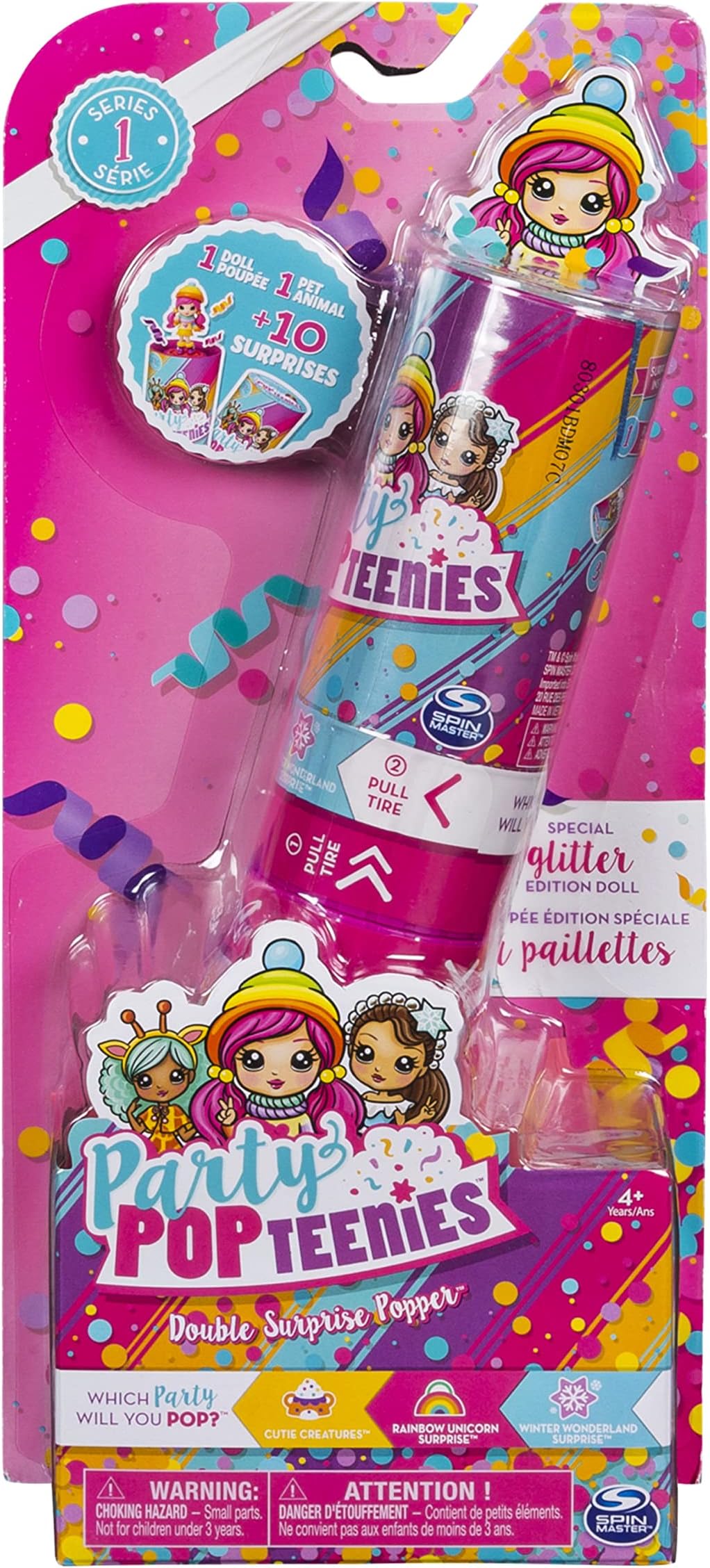 Party Popteenies Double Surprise Popper, with Confetti, Collectible Mini Doll and Accessories, for Ages 4 and up (Styles May Vary)