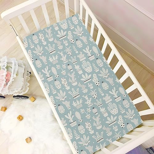 Miniatura 5 de Cartoon Cacti Crib Sheets - Stretchy Fitted Crib Sheets for Boys Girls, Unisex Cozy Baby Crib Sheet 28 x 52 x 9 Inches