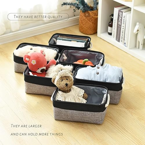 Miniatura 4 de TcaFmac Cesta de almacenamiento para estantes, paquete de 6 cubos pequeños de tela para organizar, cubos de almacenamiento plegables con asa para