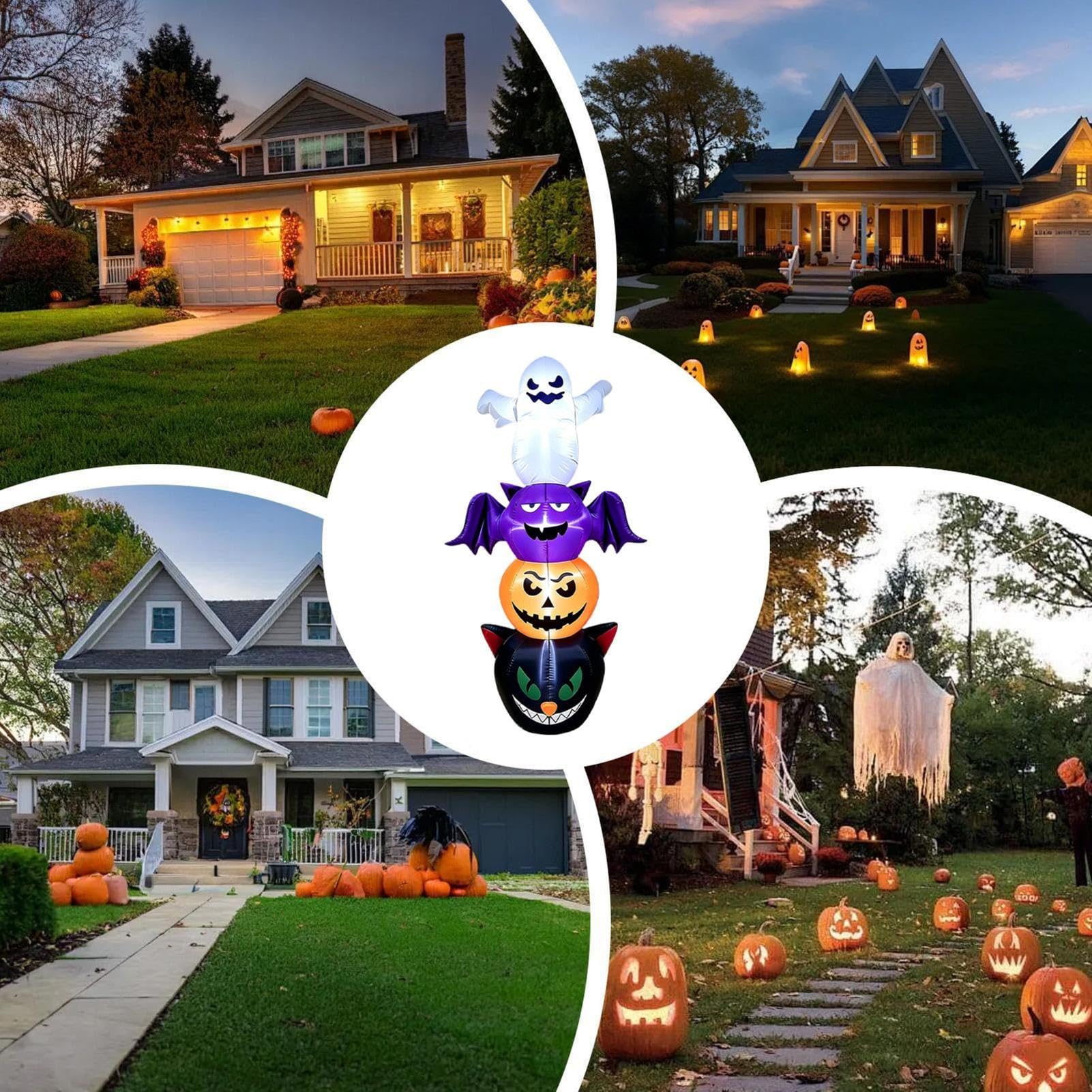 Decorazioni gonfiabili per Halloween, fantasma e gonfiabile a LED | Decorazione da giardino illuminata per esterni, giardino, cortile, portico, sentiero, casa infestata