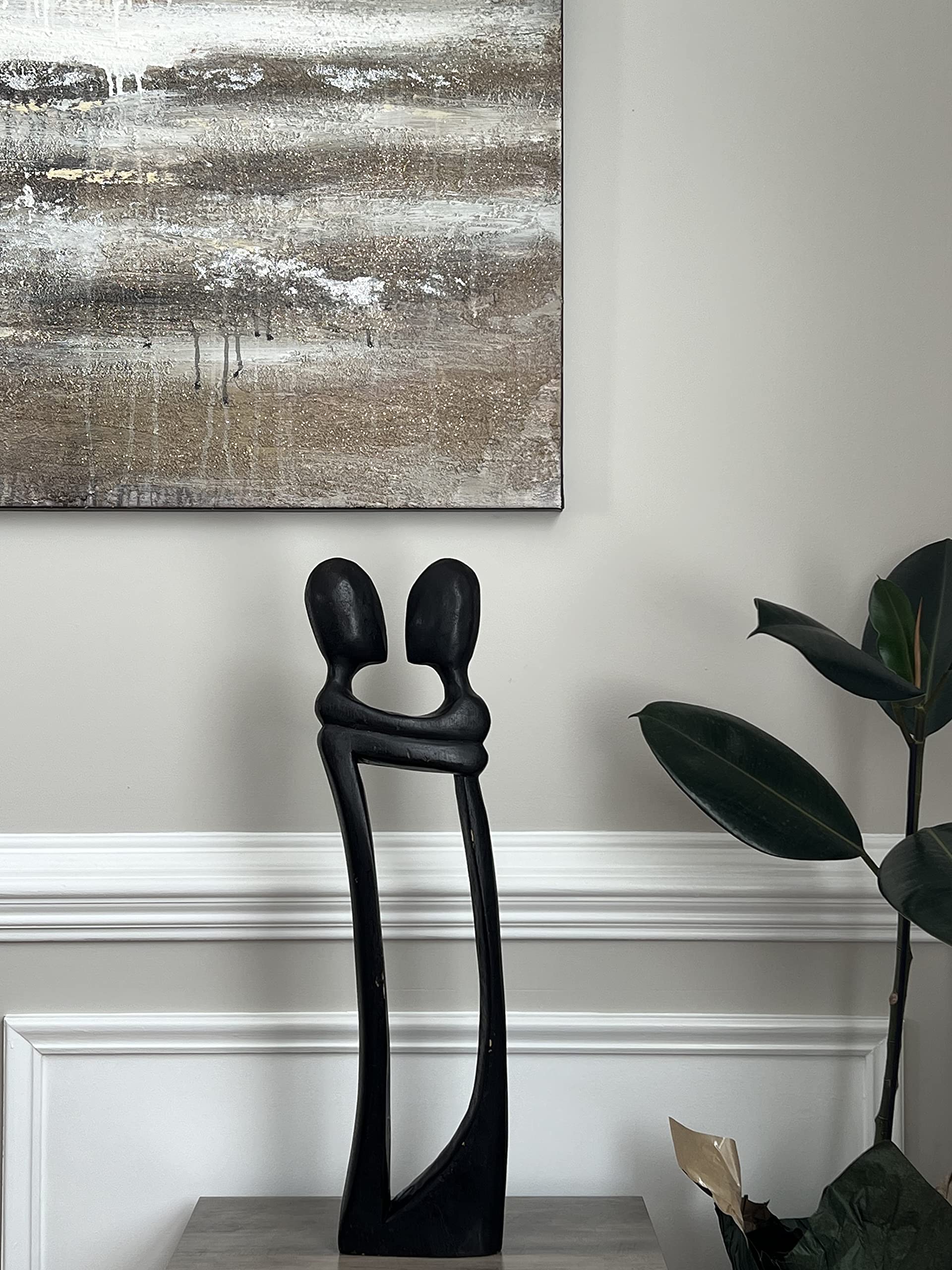 Amazon.co.jp: ShopHaven Sweet Lovers 抽象的な黒檀木製像 - 家庭用