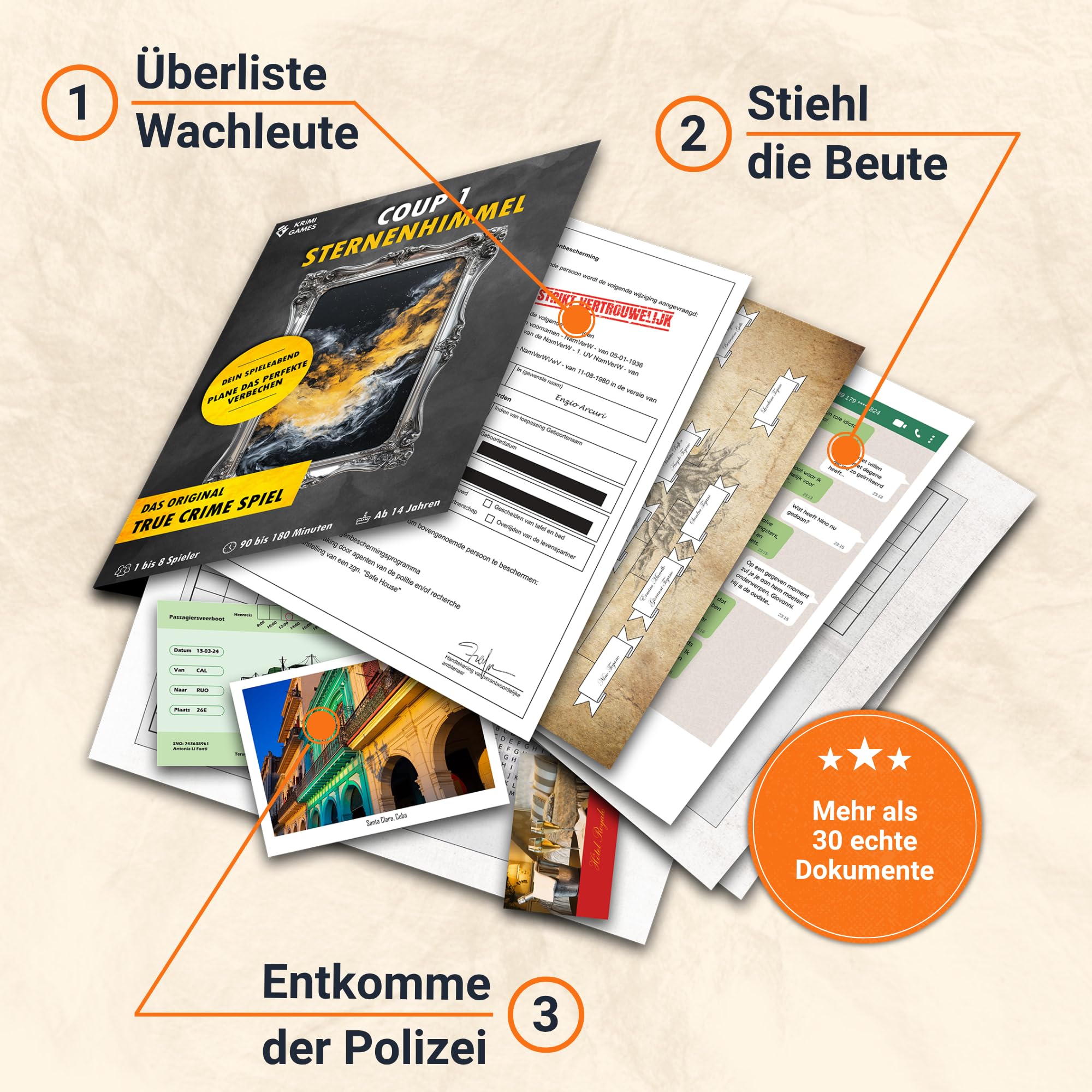 Coup Spiele – Reales Verbrecher-Spiel für zu Hause – Krimi-Spiele für Erwachsene (Coup 1: Sternenhimmel, 1 Fallakte)