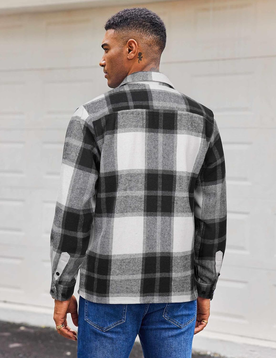 COOFANDY Men's Flannel Shirts Long Sleeve Casual Cotton Plaid Button Down Shirt Jacket with Pockets - Image 6