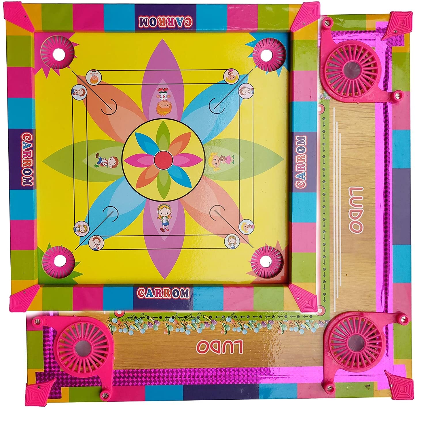 PSEUDO 20 Inches 5 in 1 Carrom Board with Back Side 4 Extra Games with Ludo, Snakes & Ladders for Kids with Wooden Material,Smooth Playing Surface Portable Game for Kids (B093LPR1PR) Amazon Price History, Amazon Price Tracker