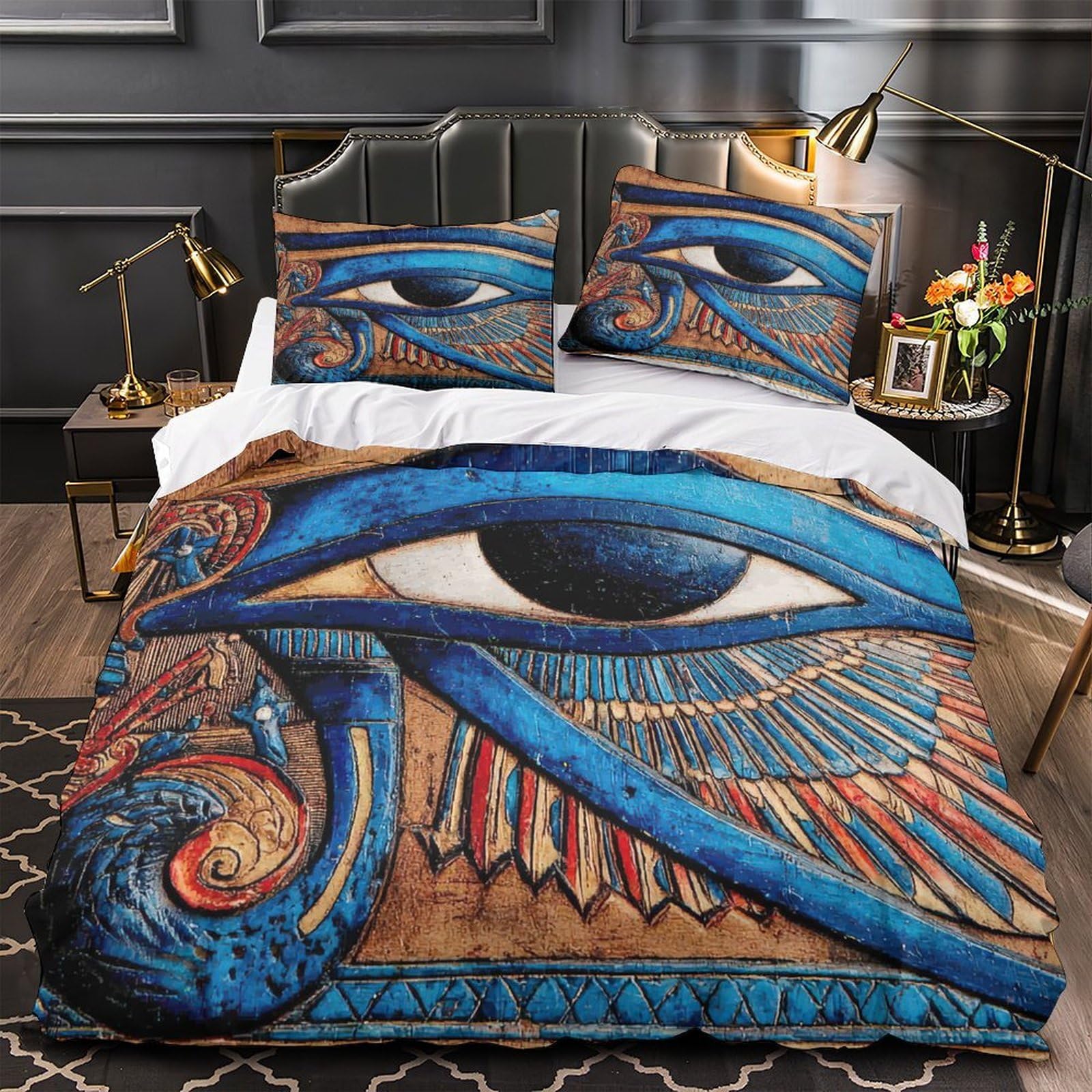 Housse couette oeil Egypte 135x200cm pour chambre ado et adulte