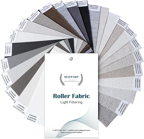 WEFFORT Persianas motorizadas semiopacas, muestra de tela, persianas inteligentes funcionan con HomeKit Alexa Google Home Persianas eléctricas con