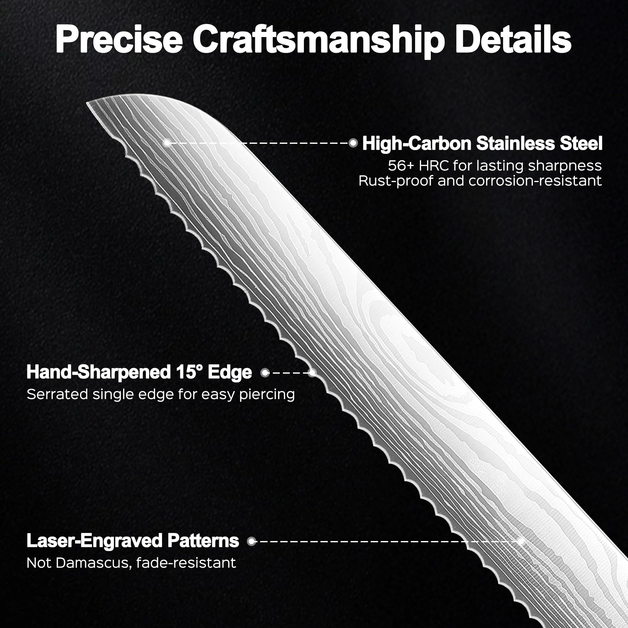 PAUDIN Bread Knife, 10 inch Serrated Knives, Bread Knife for Homemade Bread — Amazon image 4