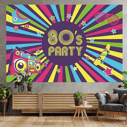 Miniatura 4 de Cartel de fiesta de los años 80, telón de fondo, retroceso de los años 80, I Love 80s, retro, de los 80, decoración temática de los años 80,