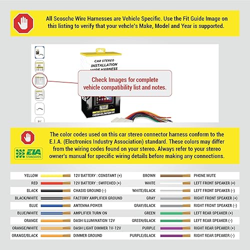 Miniatura 2 de Scosche Arnés de cableado estéreo FD16B compatible con vehículos Ford seleccionados no amplificados 1998-2011 Ford, Lincoln, Mazda, Mercury y