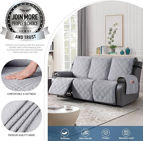 Miniatura 2 de TAOCOCO Funda de sofá reclinable 100% impermeable, funda antideslizante para sofás reclinables con correas elásticas, fundas de sofá reclinables
