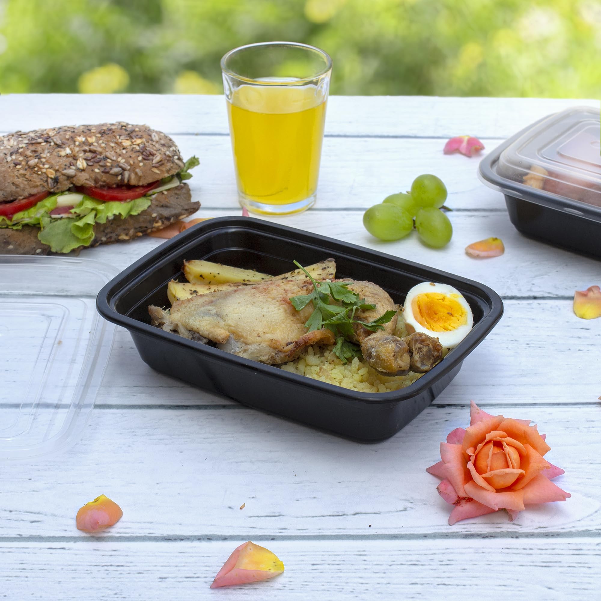 Comfy Package Contenedores reutilizables de 24 onzas, paquete de 50 unidades, 1 compartimento, aptos para microondas, lavavajillas y congelador, sin BPA, control de porciones y almacenamiento de